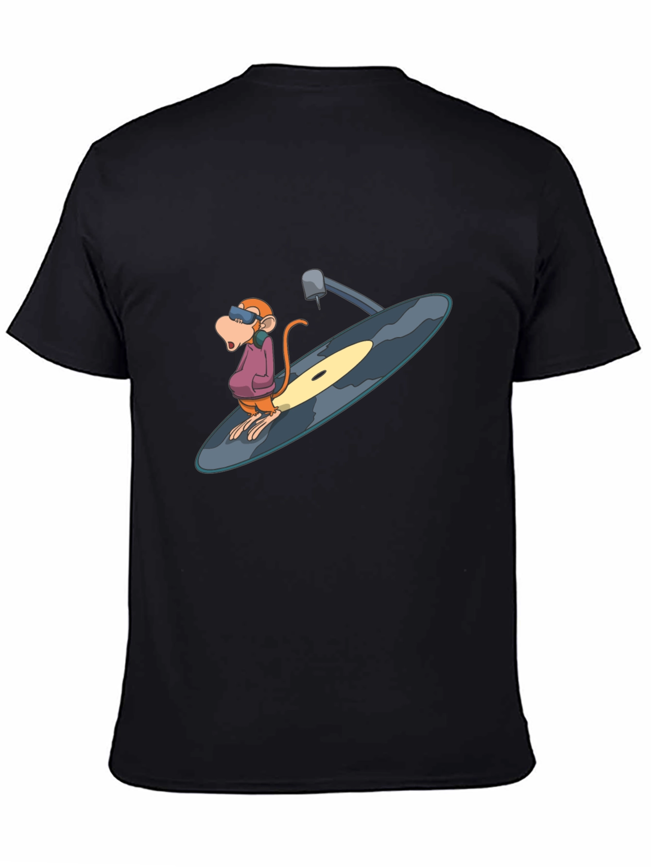 Funky Monkey DJ Graphic Tee - Black Cotton Blend