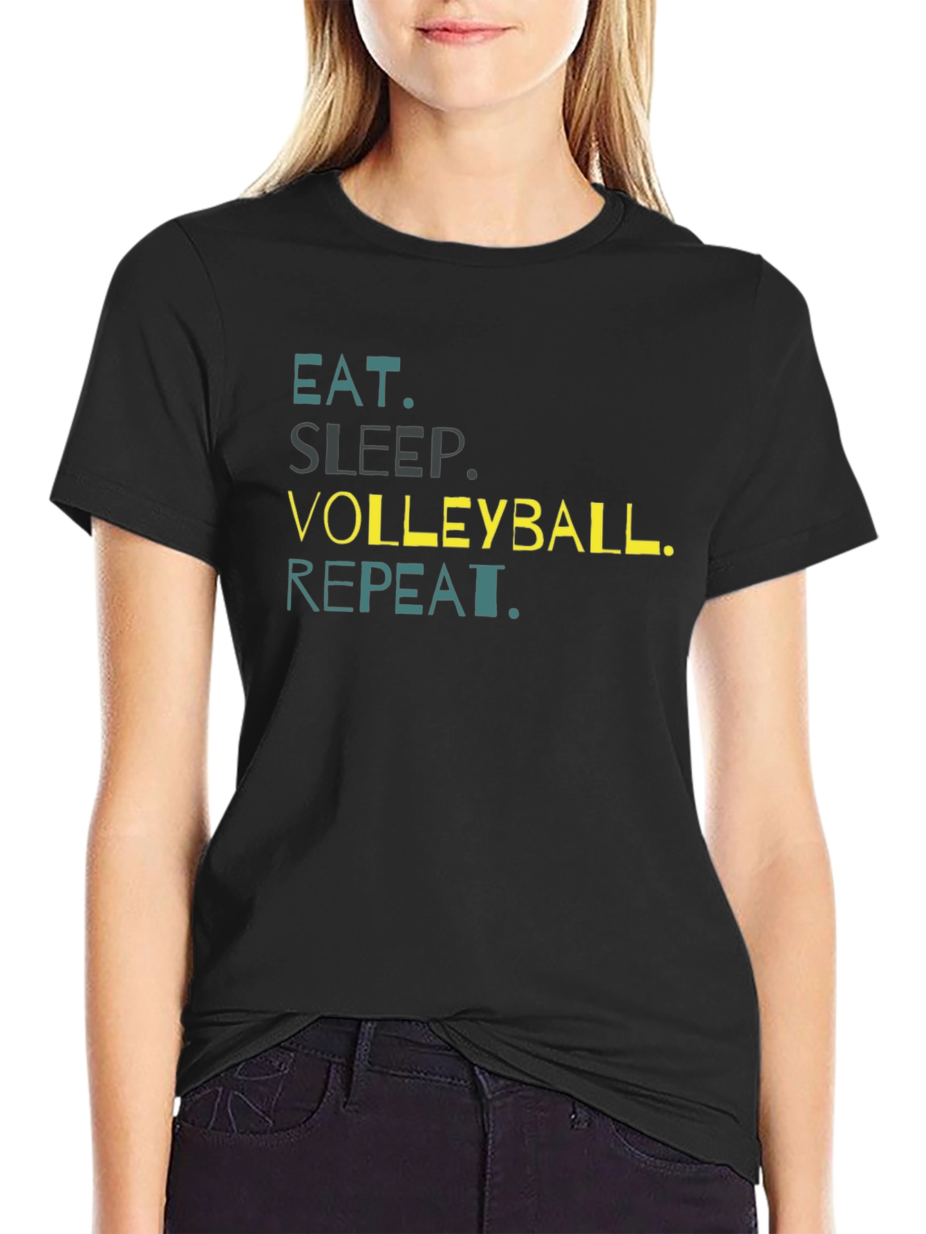Eat Sleep Volleyball Repeat Black T-Shirt