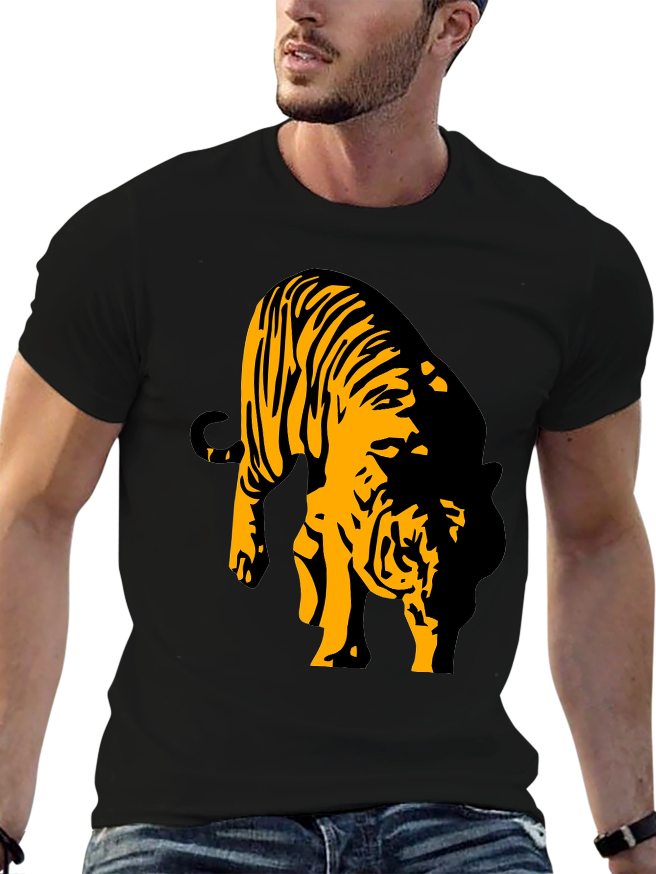 Black Tiger Graphic T-Shirt for Men