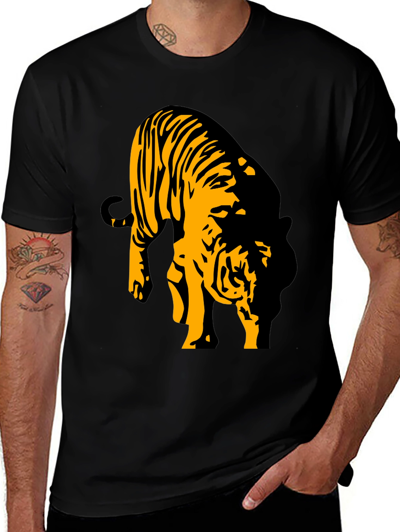 Black Tiger Graphic T-Shirt for Men