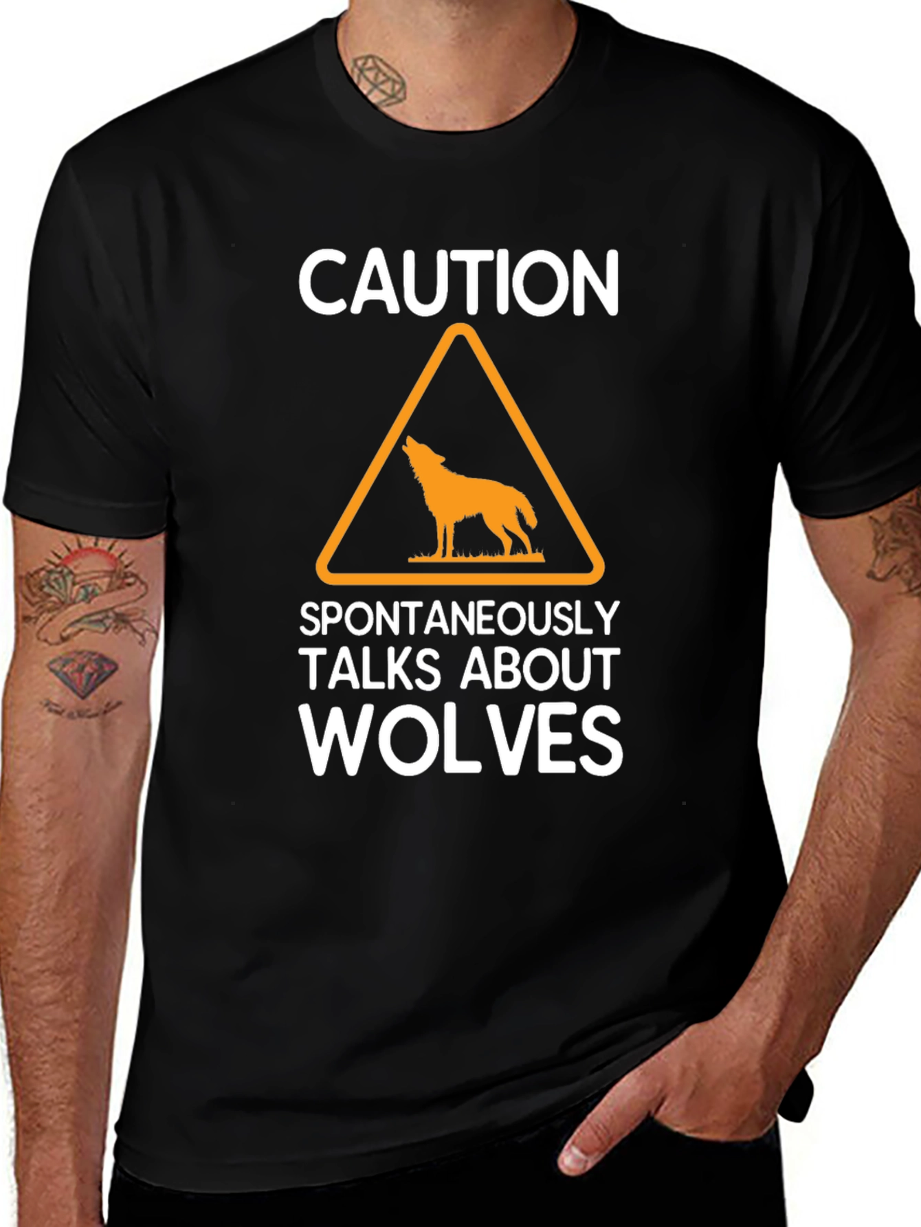 Caution Spontaneously Talks About Wolves T-Shirt