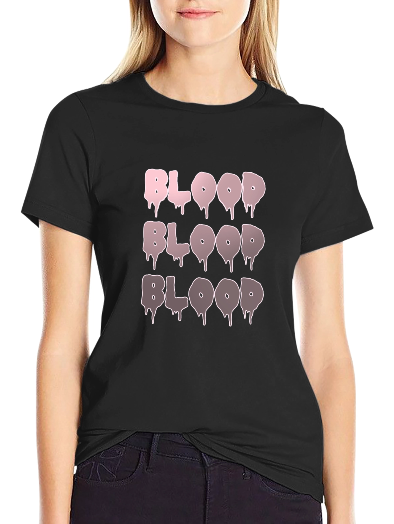 Blood Drip Graphic Tee - Cotton Blend Casual T-Shirt