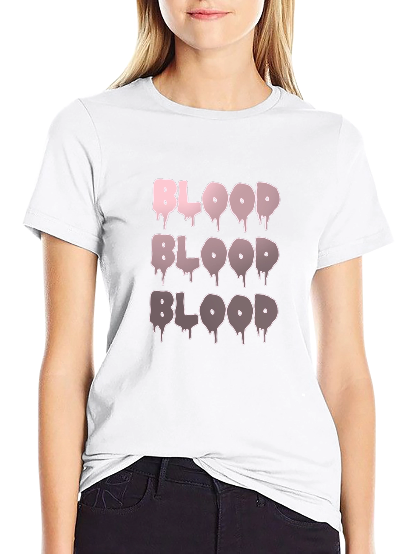 Blood Drip Graphic Tee - Cotton Blend Casual T-Shirt