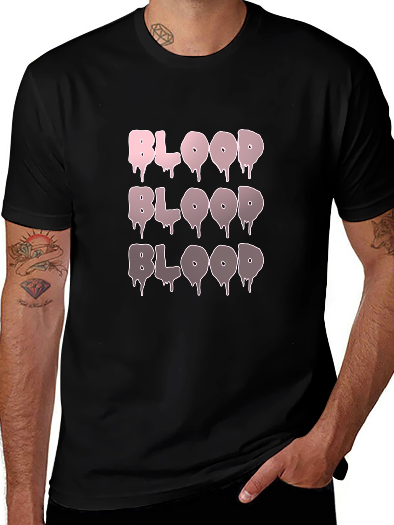 Blood Drip Graphic Tee - Cotton Blend Casual T-Shirt