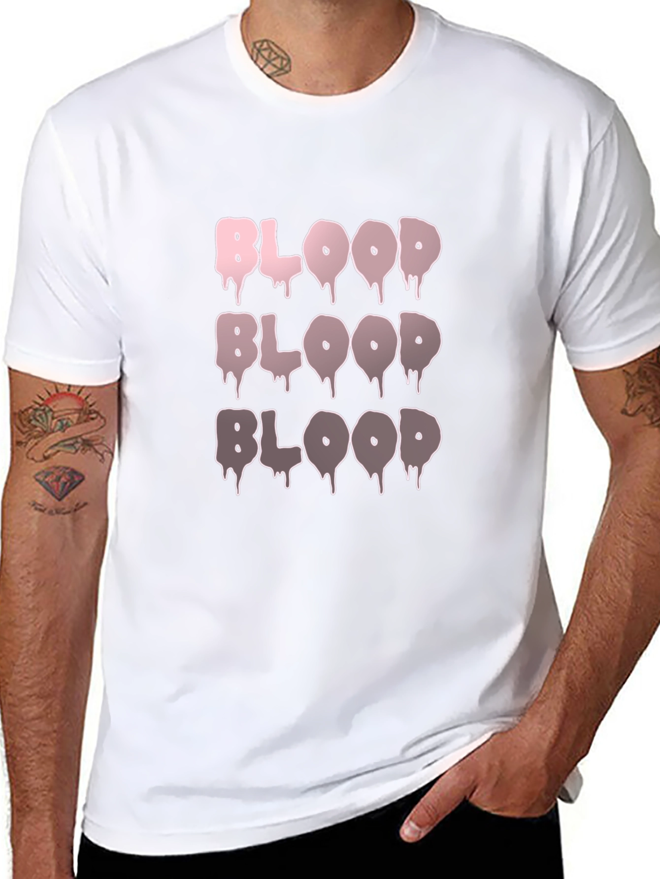 Blood Drip Graphic Tee - Cotton Blend Casual T-Shirt