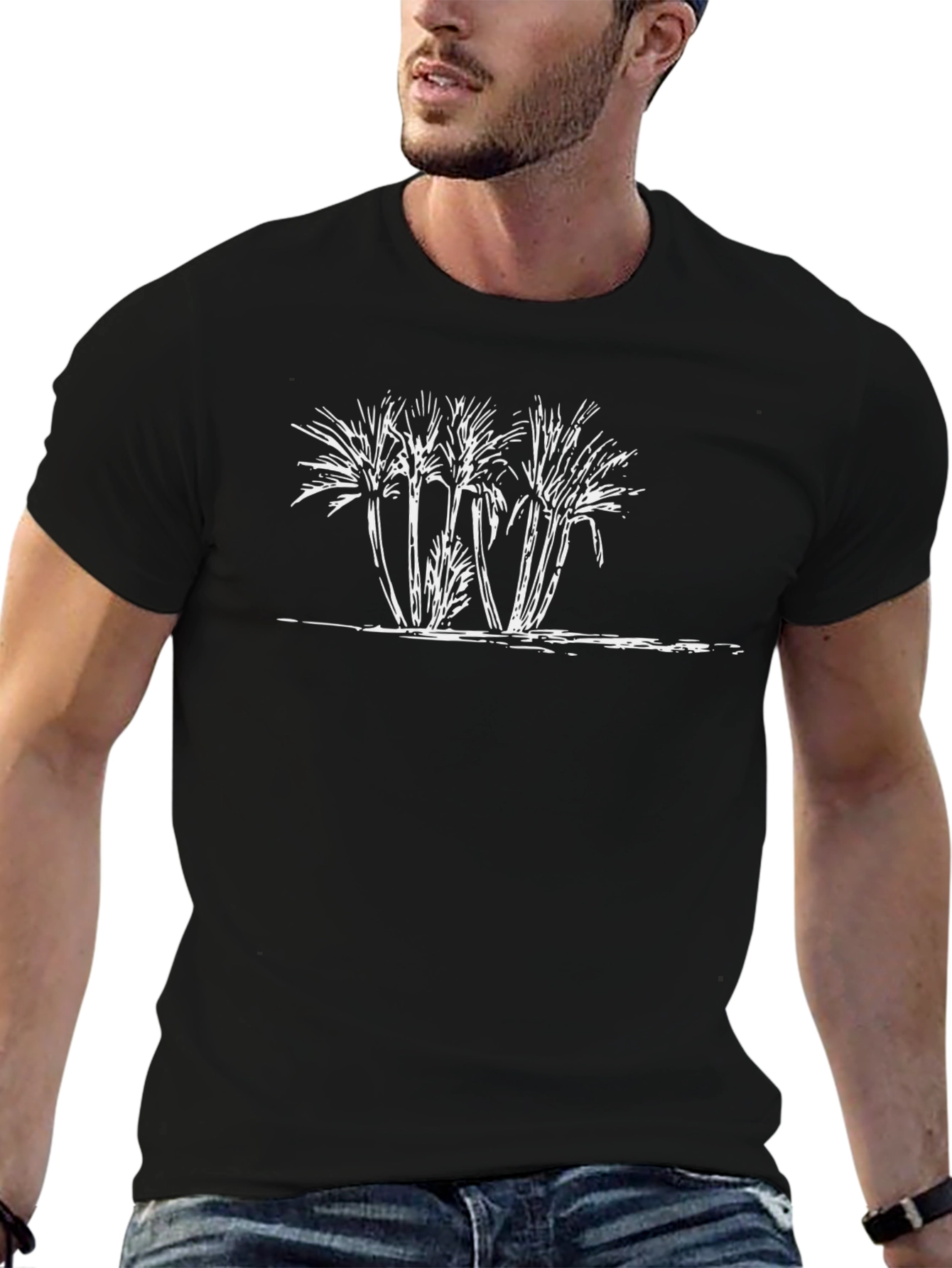 Palm Tree Graphic Black T-Shirt