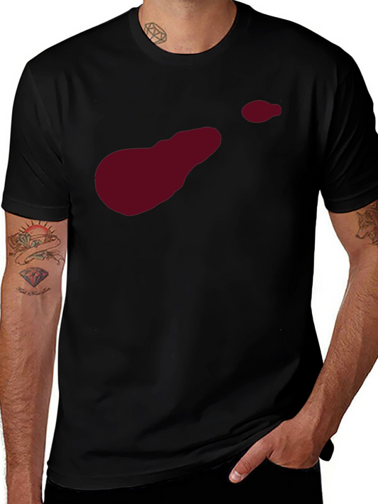 Abstract Burgundy Graphic Print Black Tee