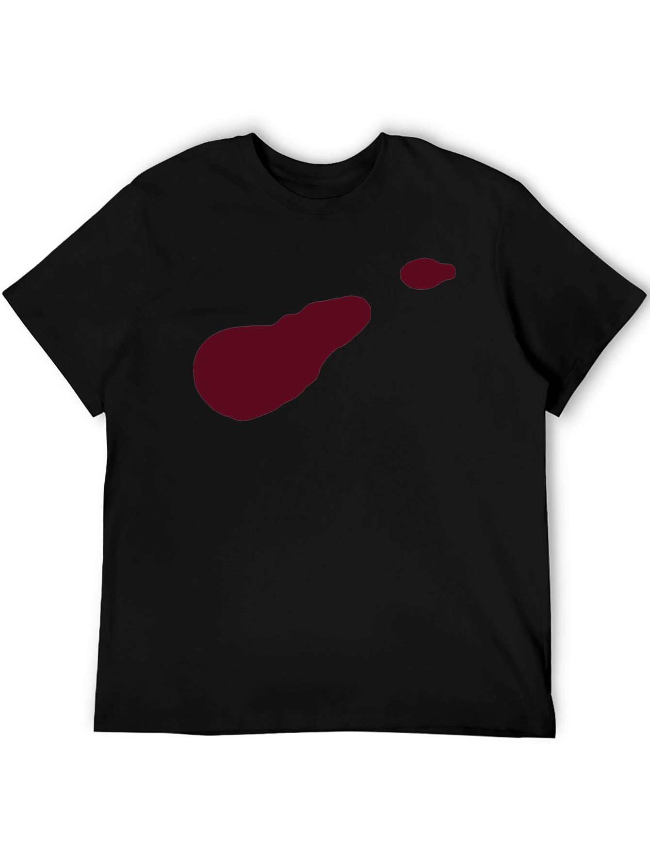 Abstract Burgundy Graphic Print Black Tee