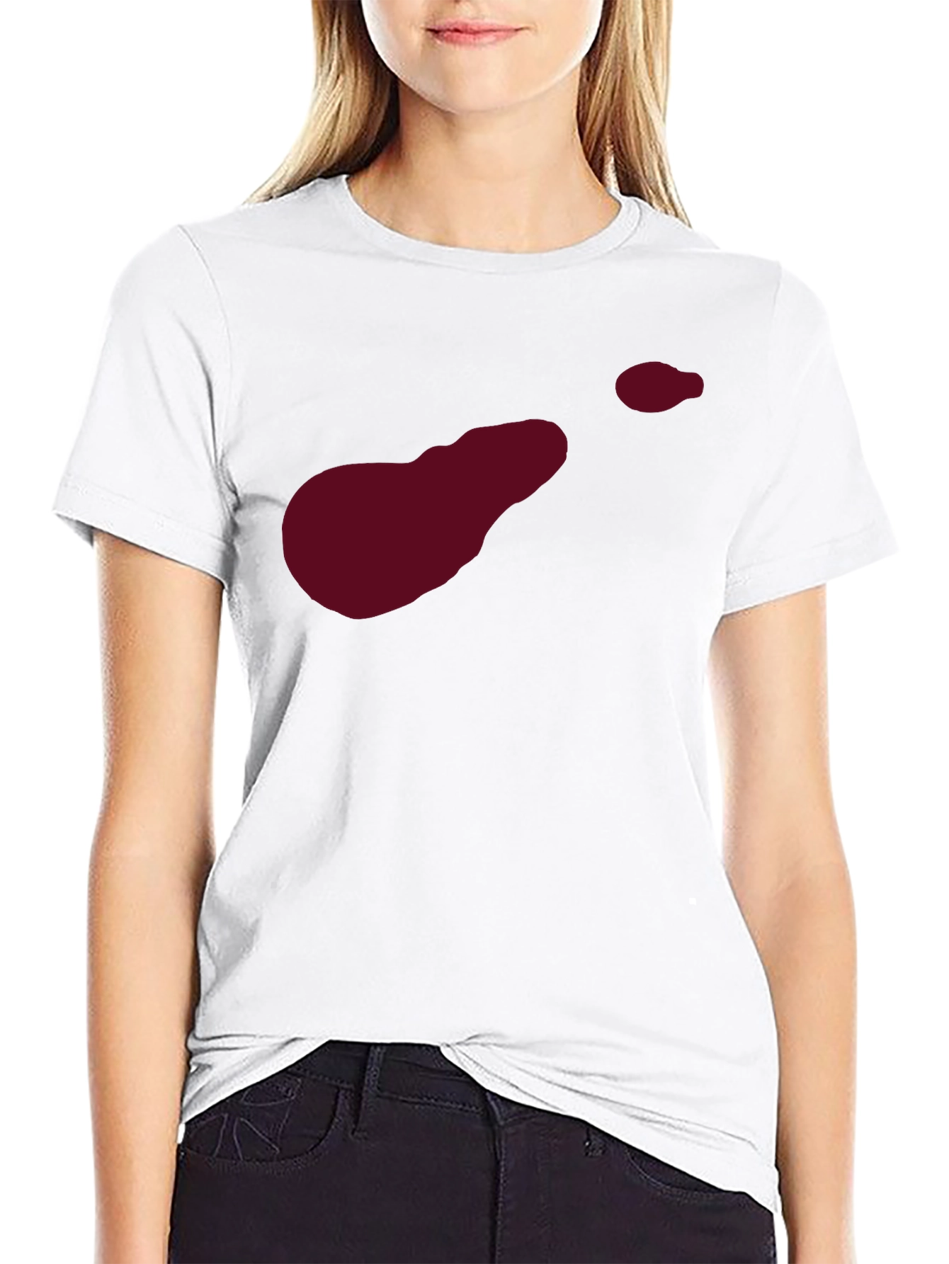 Abstract Burgundy Graphic Print Black Tee