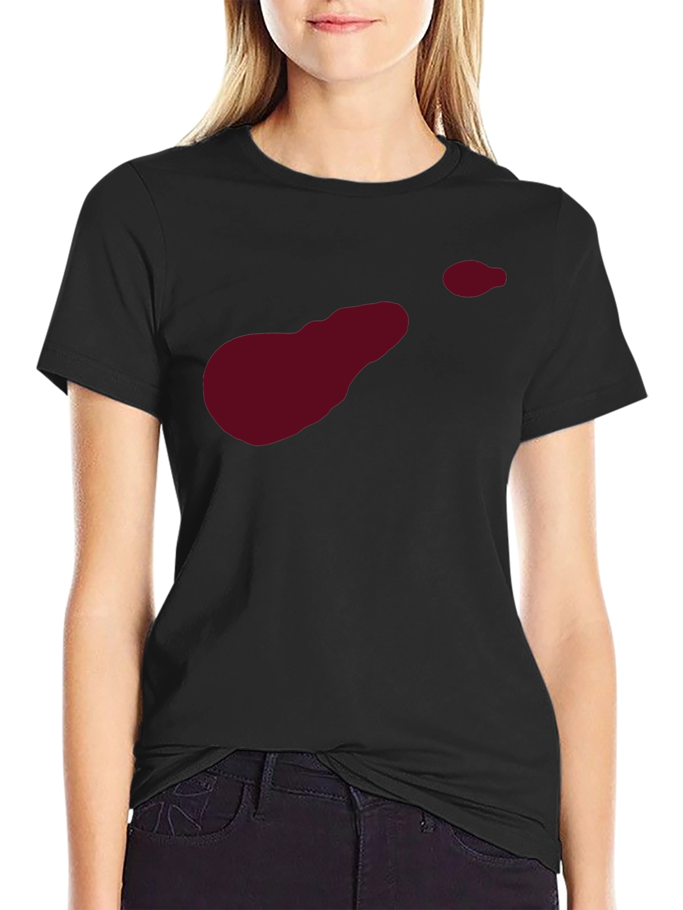 Abstract Burgundy Graphic Print Black Tee