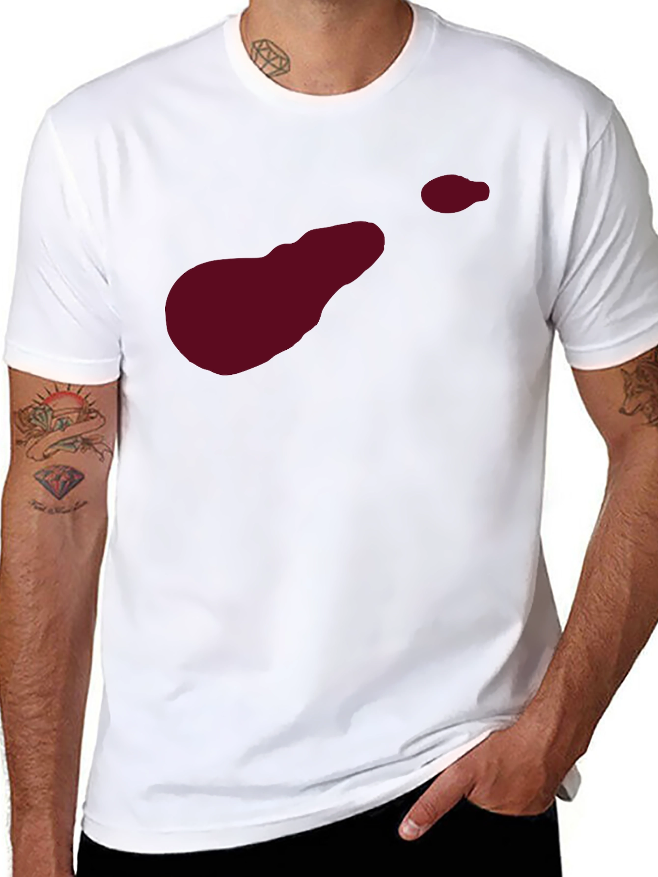 Abstract Burgundy Graphic Print Black Tee