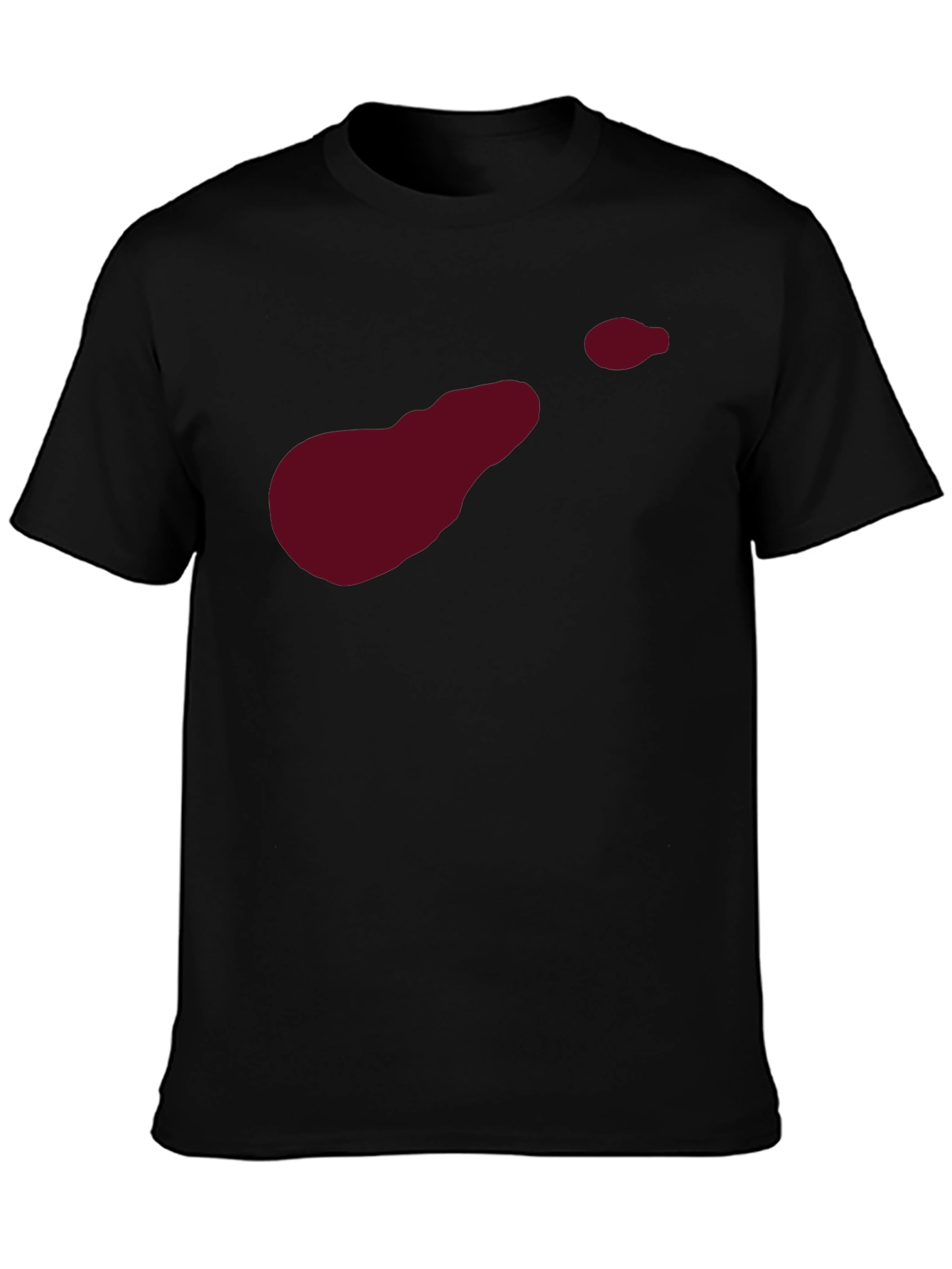 Abstract Burgundy Graphic Print Black Tee