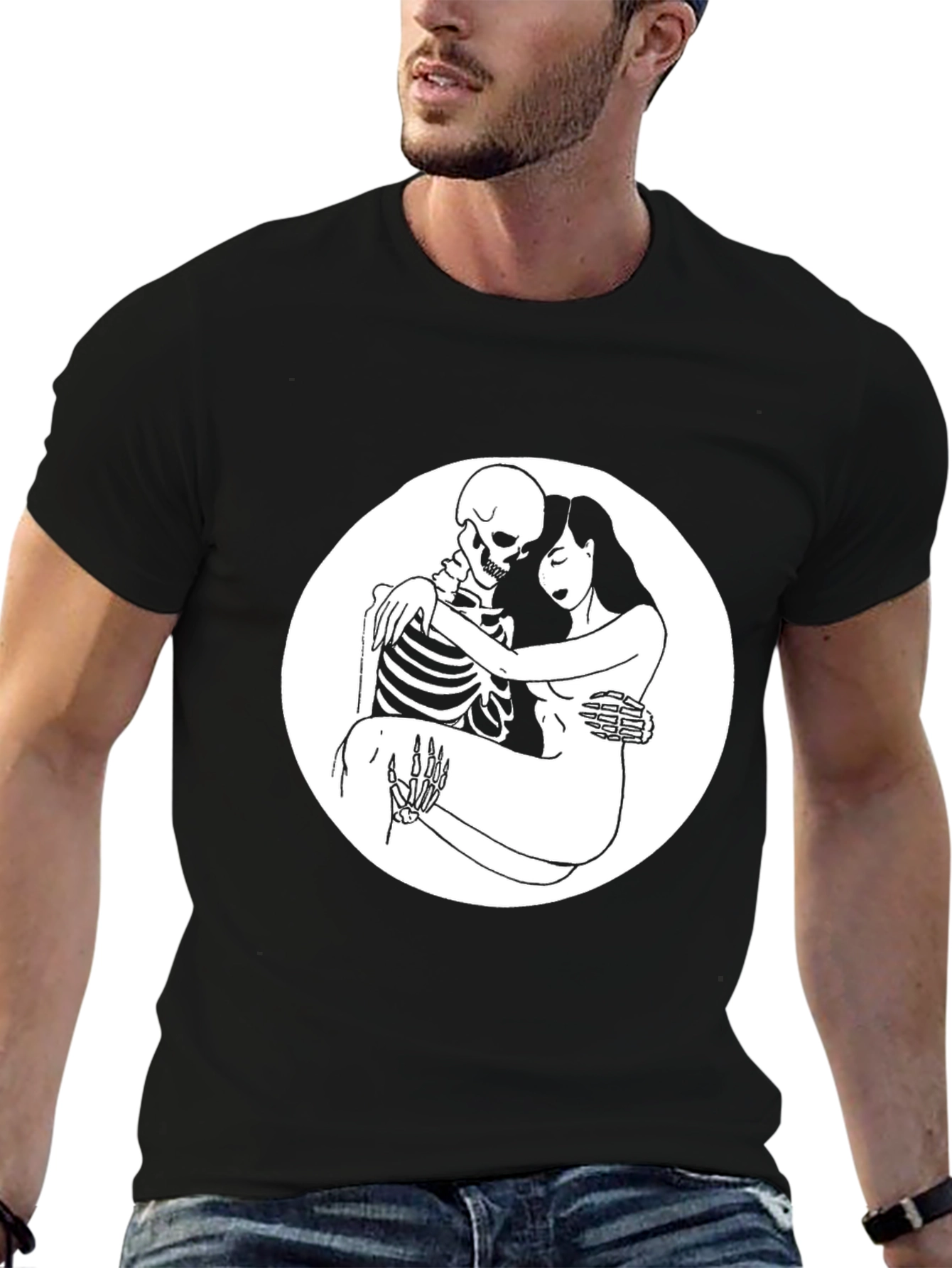 Embrace the Afterlife: Skeleton & Woman Graphic Tee