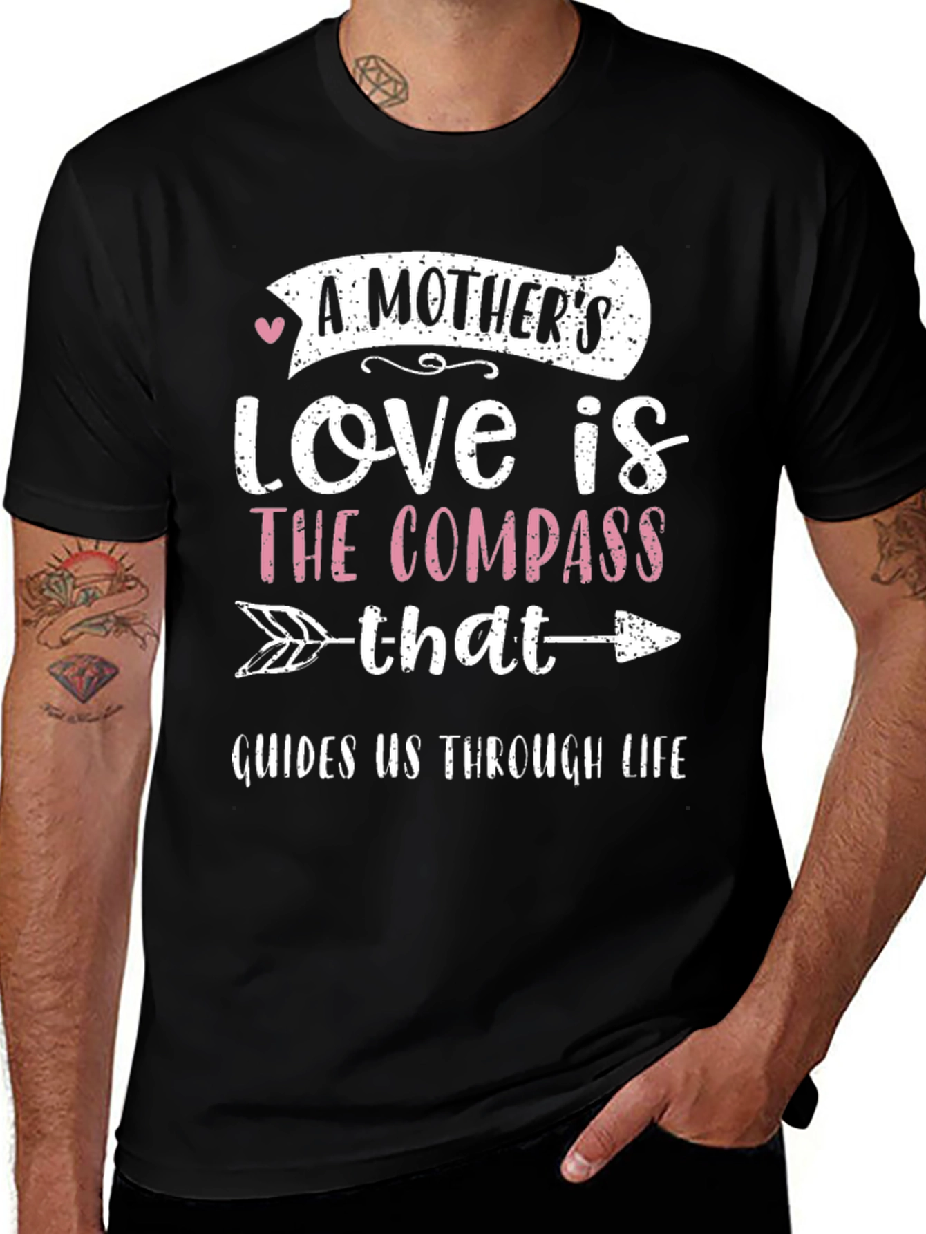 Mothers Love Compass Graphic Tee - Black