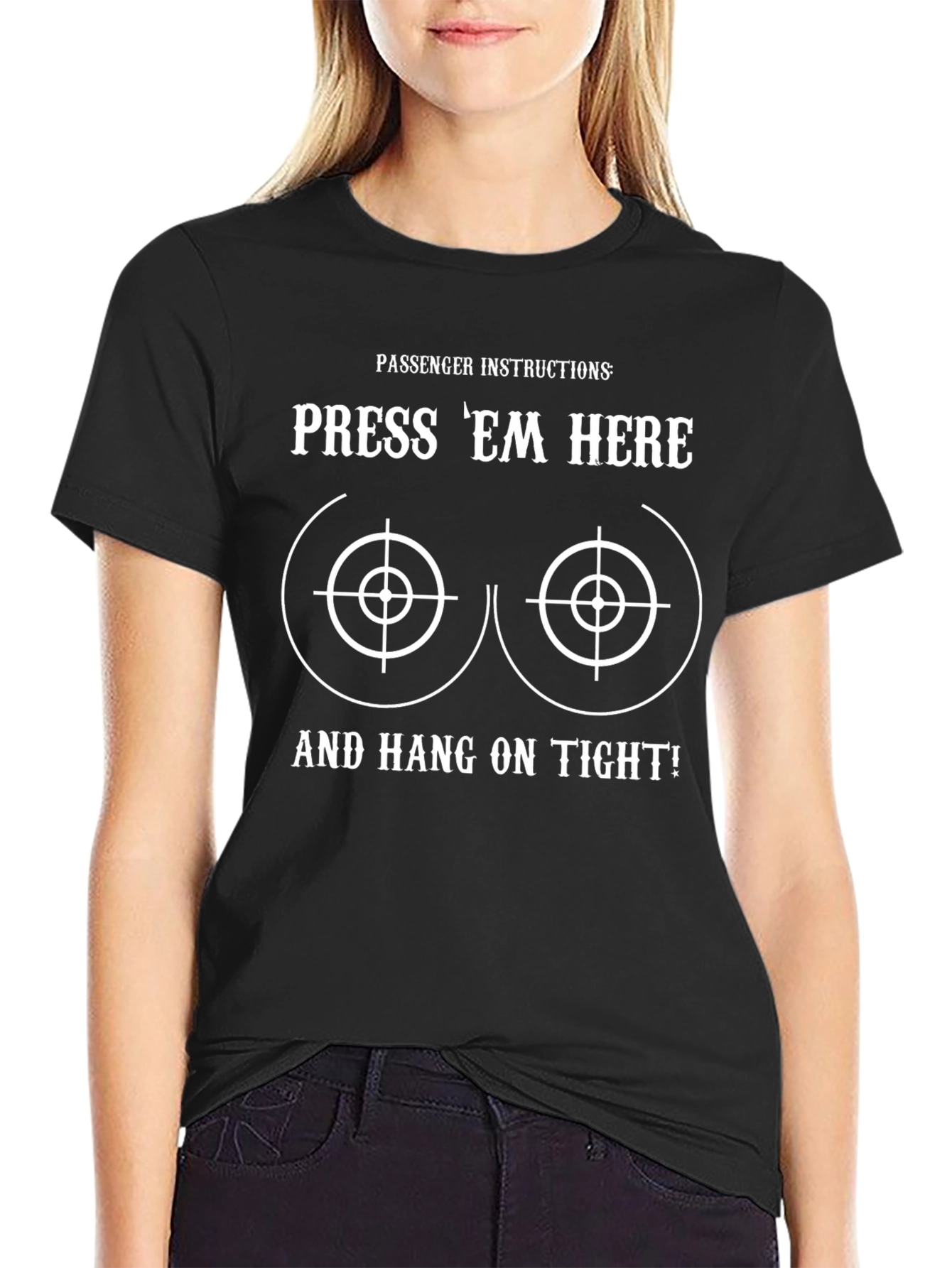 Press Em Here T-Shirt - Funny Passenger Instructions Tee