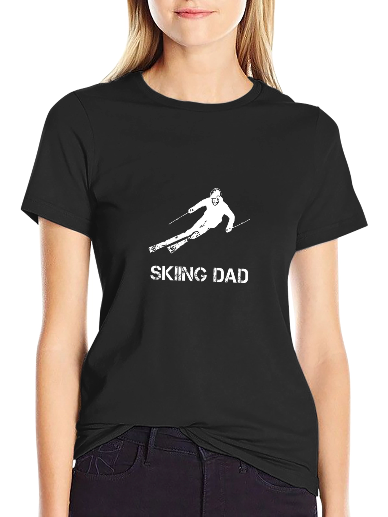 Skiing Dad Graphic Tee - Black Cotton T-Shirt