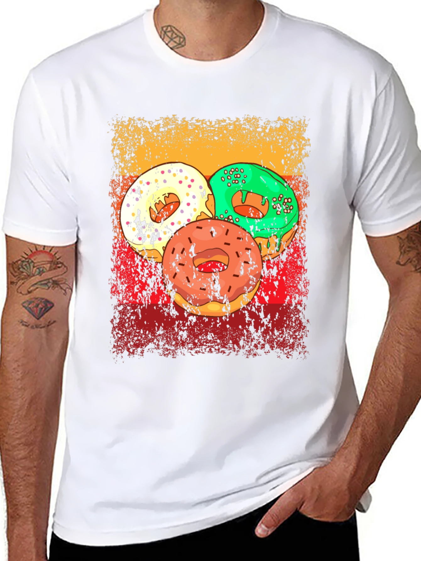 Retro Donut Graphic Tee - Unisex Casual Black T-Shirt