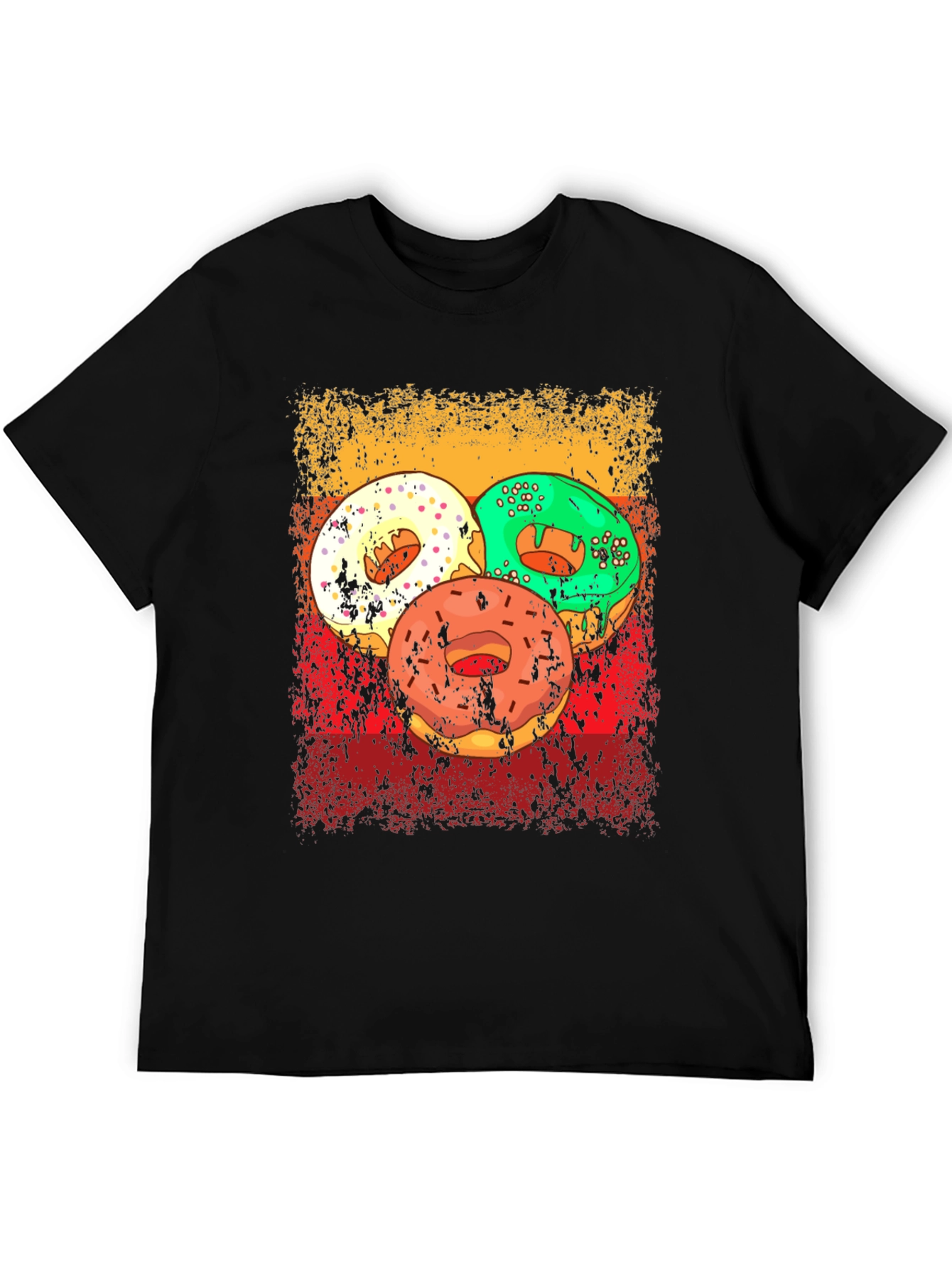 Retro Donut Graphic Tee - Unisex Casual Black T-Shirt