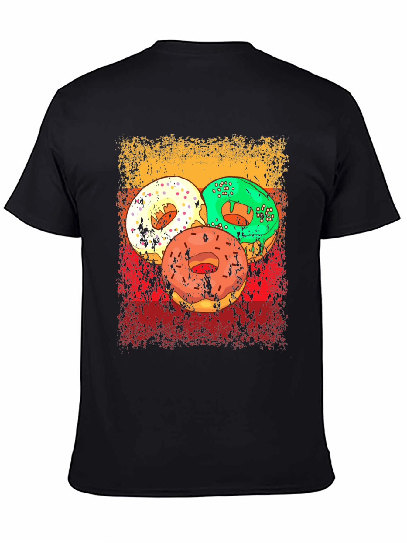 Retro Donut Graphic Tee - Unisex Casual Black T-Shirt