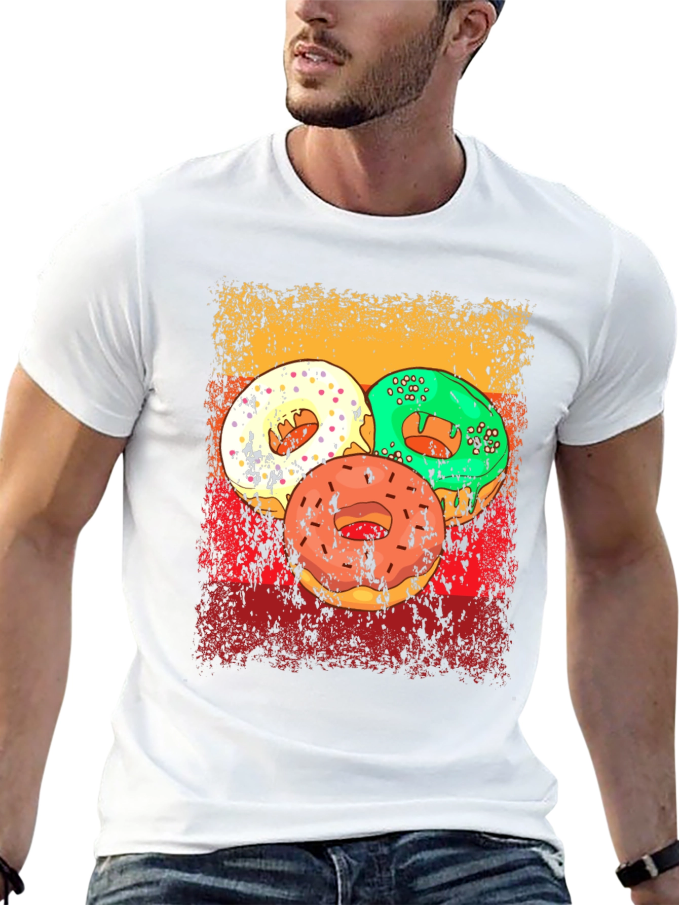 Retro Donut Graphic Tee - Unisex Casual Black T-Shirt