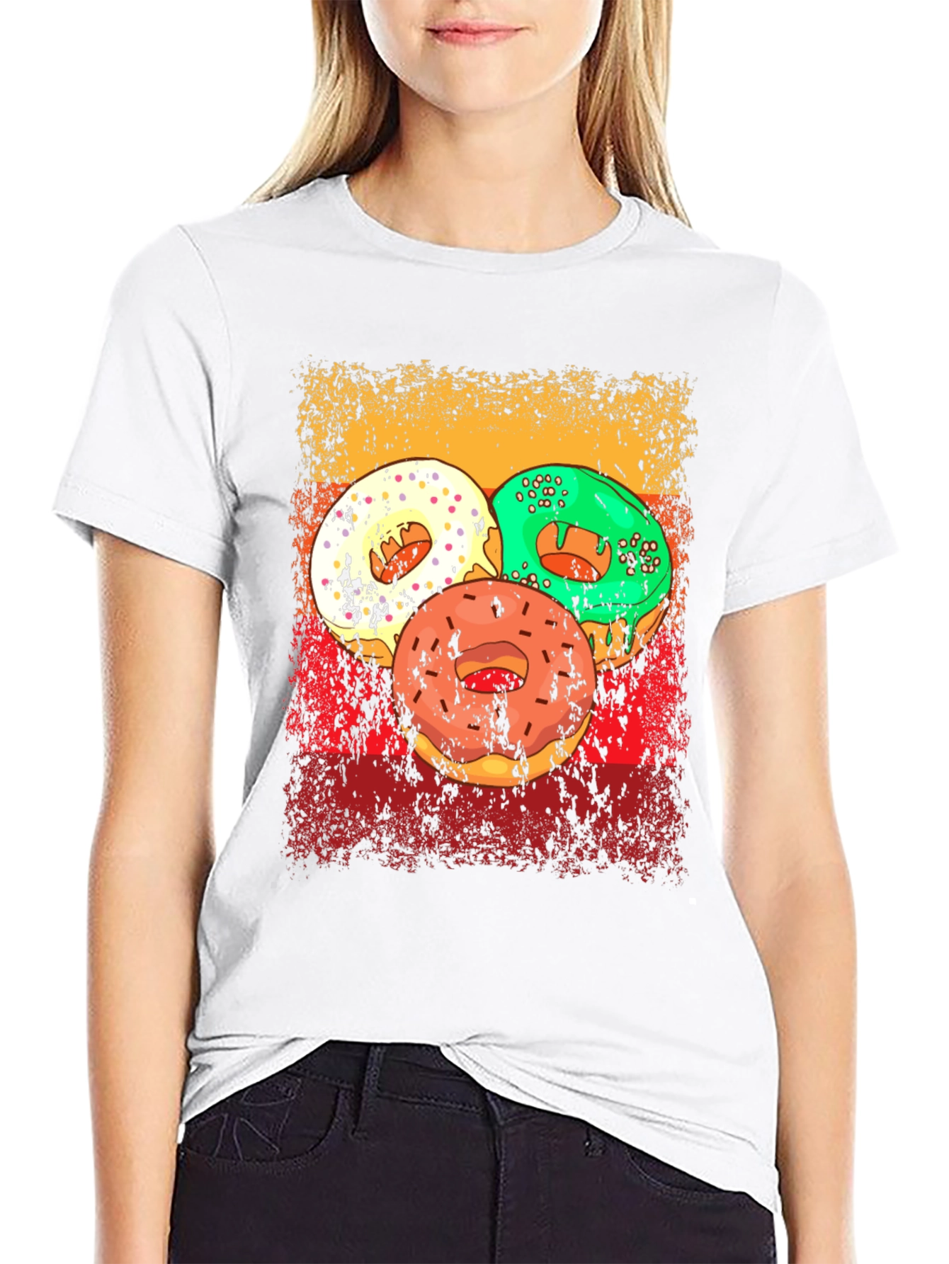 Retro Donut Graphic Tee - Unisex Casual Black T-Shirt