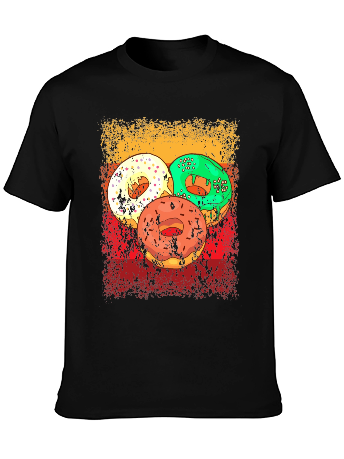 Retro Donut Graphic Tee - Unisex Casual Black T-Shirt