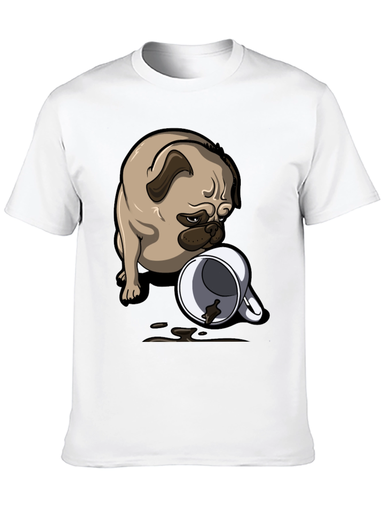 Pug Coffee Spill T-Shirt - Funny Dog Tee