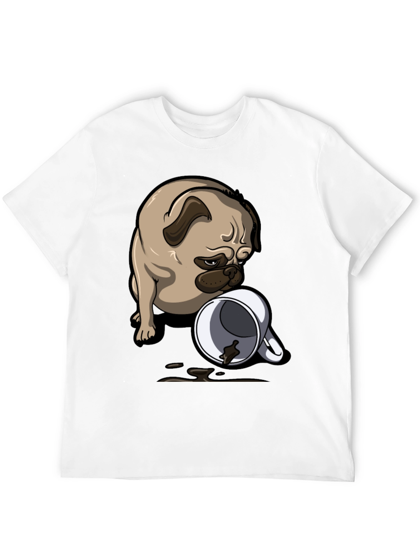 Pug Coffee Spill T-Shirt - Funny Dog Tee