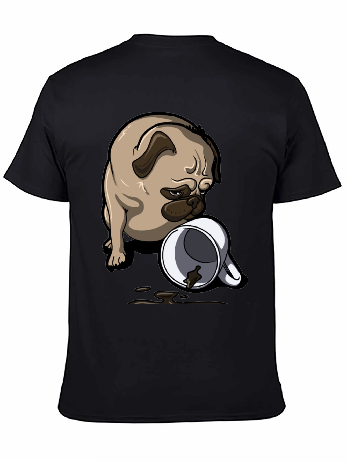 Pug Coffee Spill T-Shirt - Funny Dog Tee