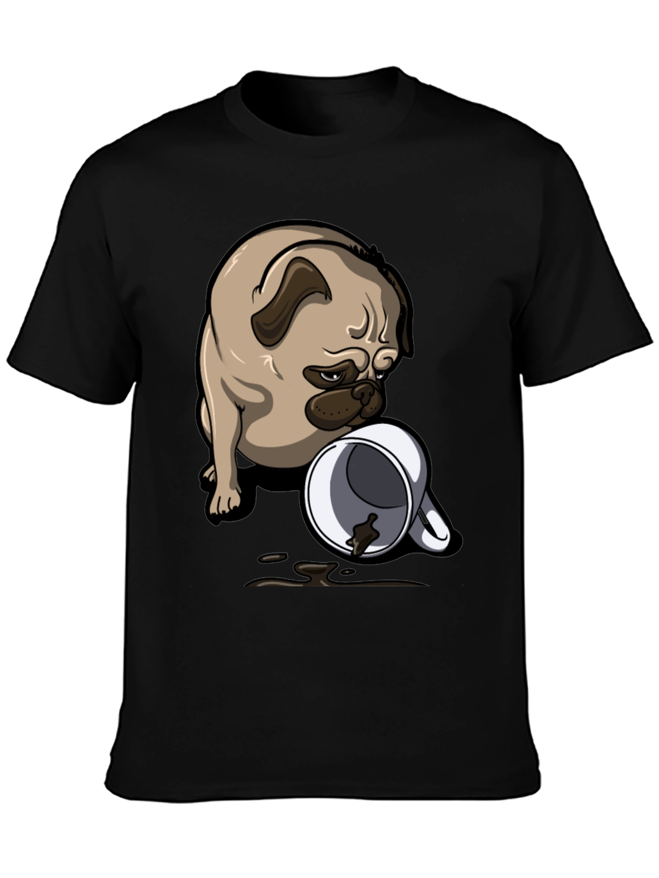Pug Coffee Spill T-Shirt - Funny Dog Tee