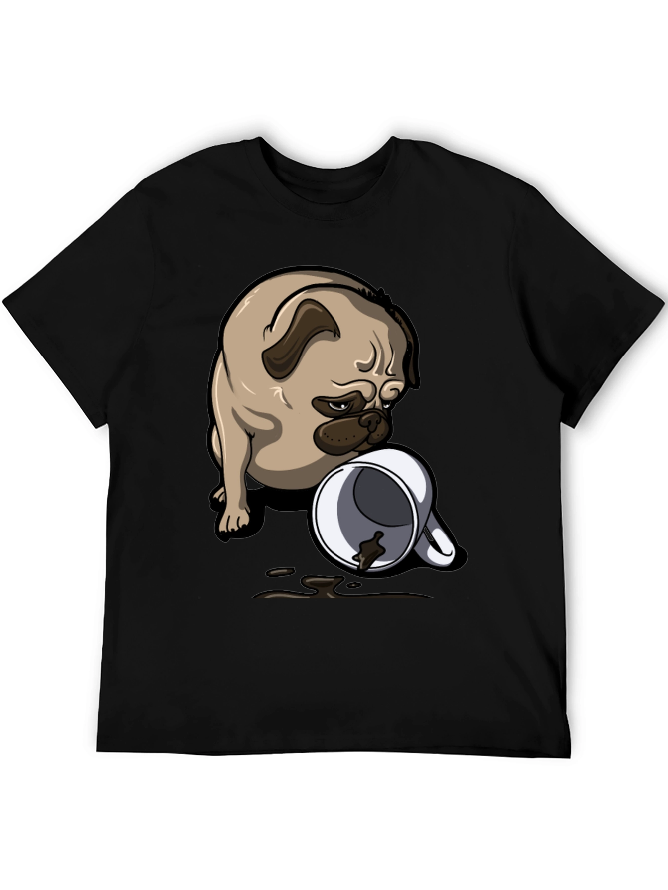 Pug Coffee Spill T-Shirt - Funny Dog Tee