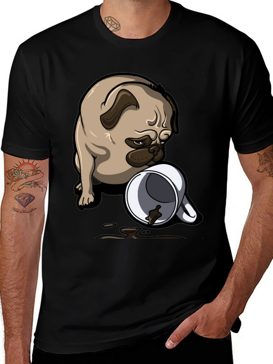 Pug Coffee Spill T-Shirt - Funny Dog Tee