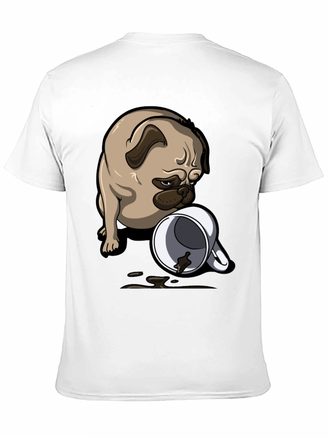Pug Coffee Spill T-Shirt - Funny Dog Tee