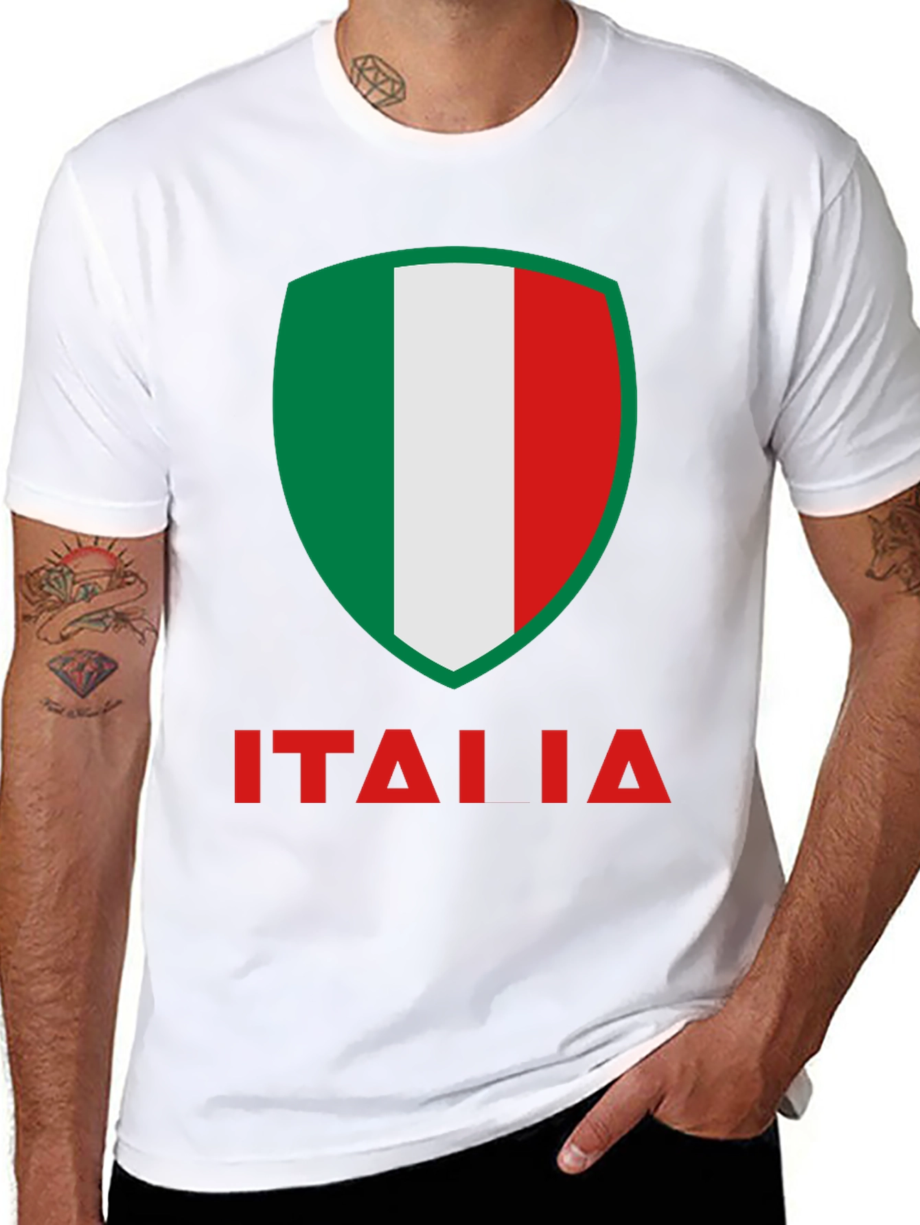 Italia Flag Shield Graphic T-Shirt - Black