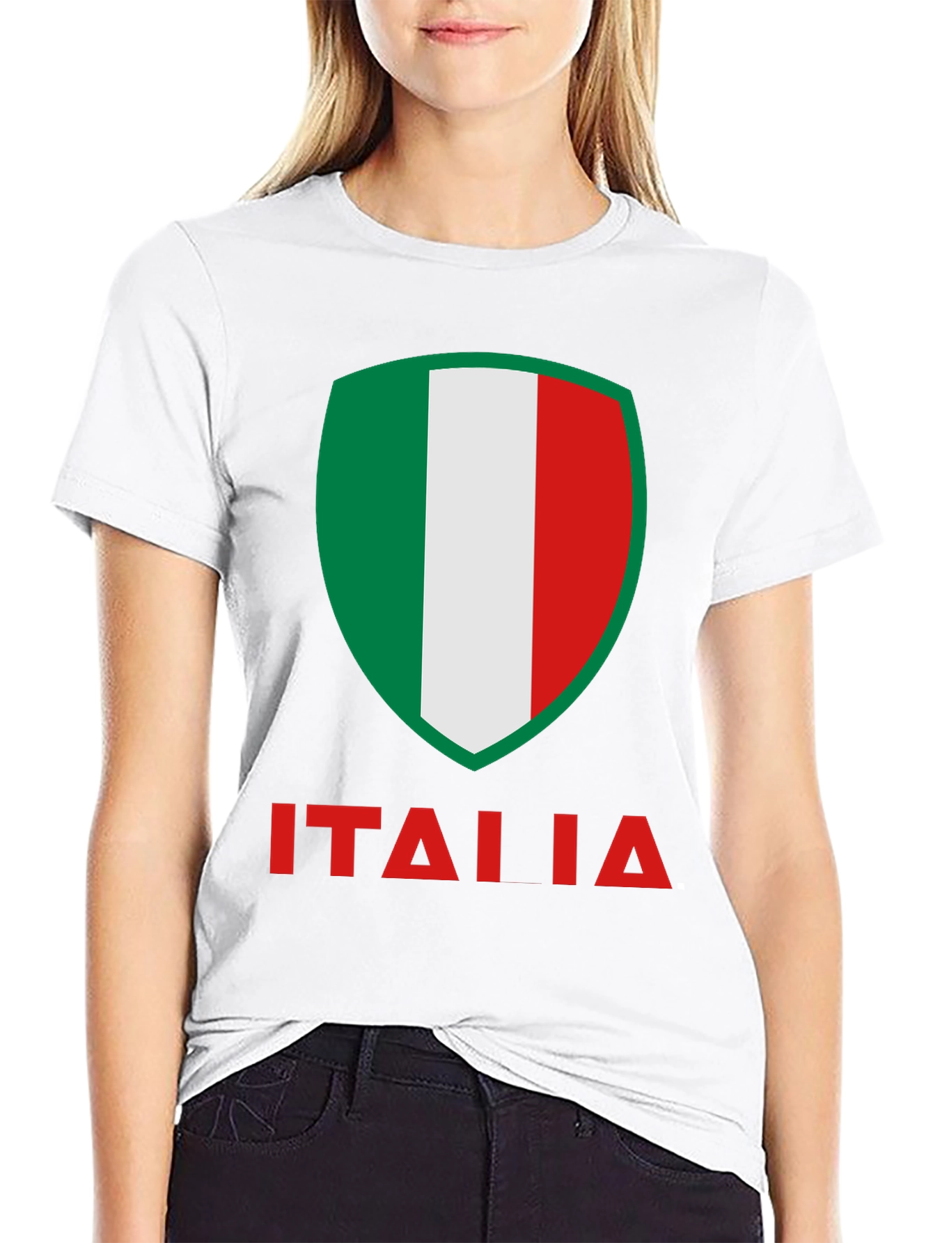 Italia Flag Shield Graphic T-Shirt - Black