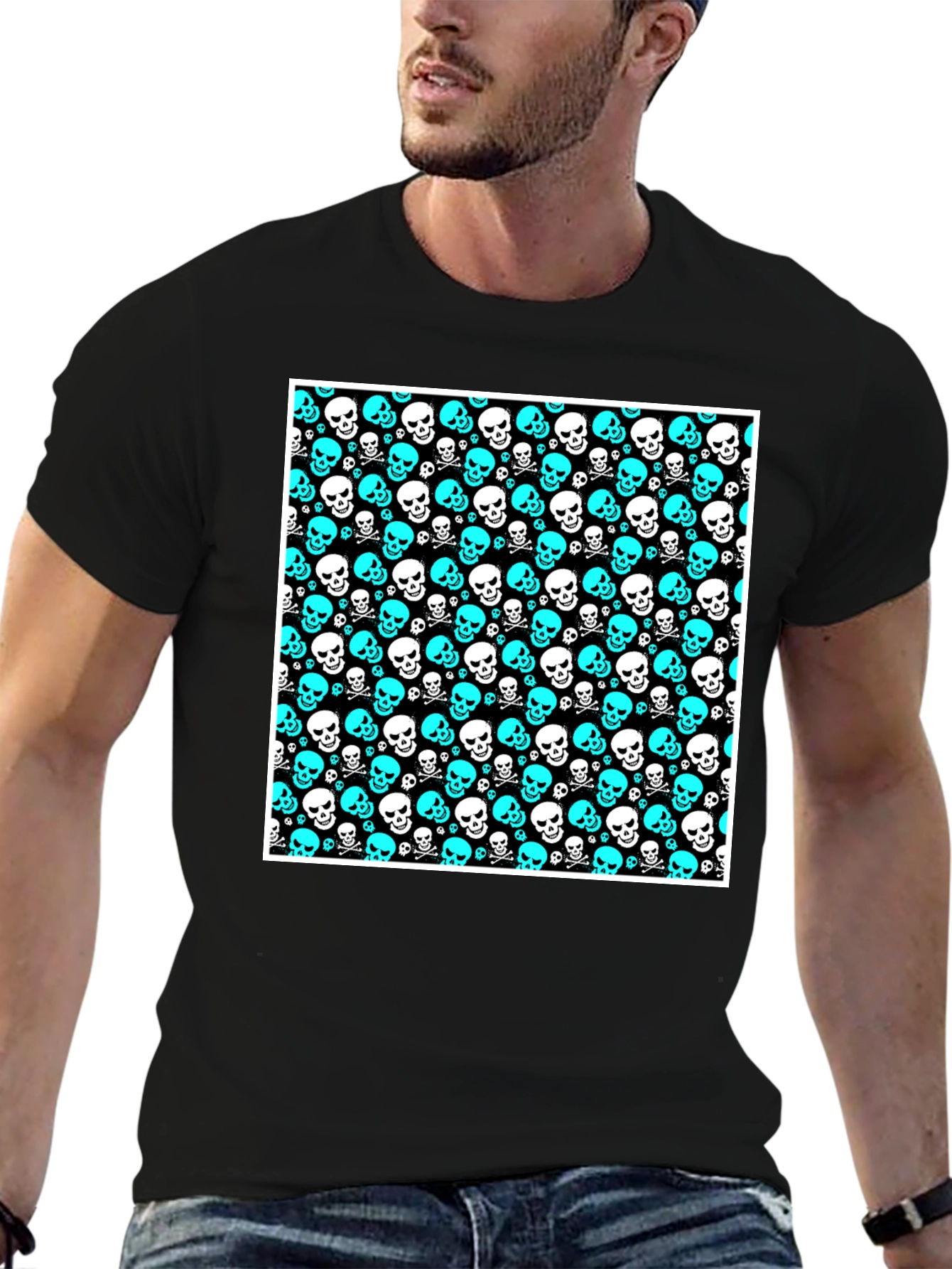 Skull Print Black T-Shirt