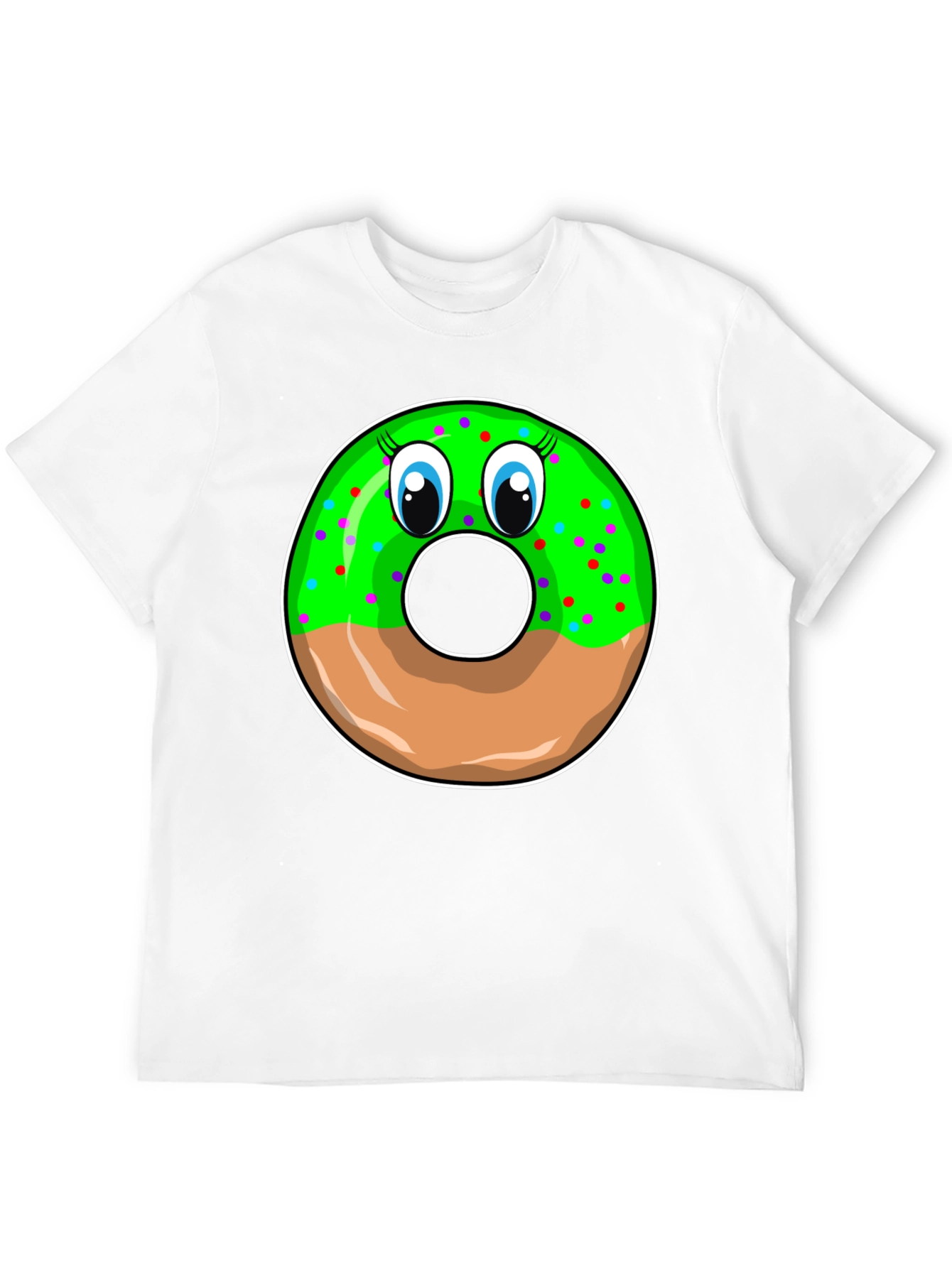 Funny Donut Face Graphic Black T-Shirt