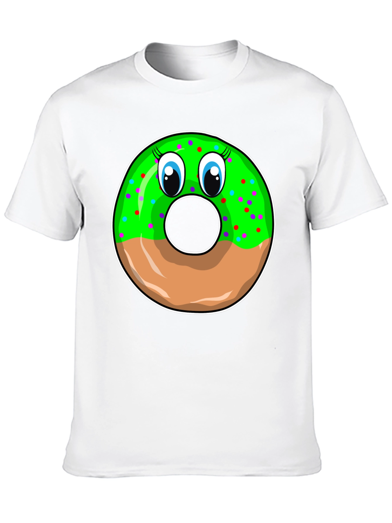 Funny Donut Face Graphic Black T-Shirt