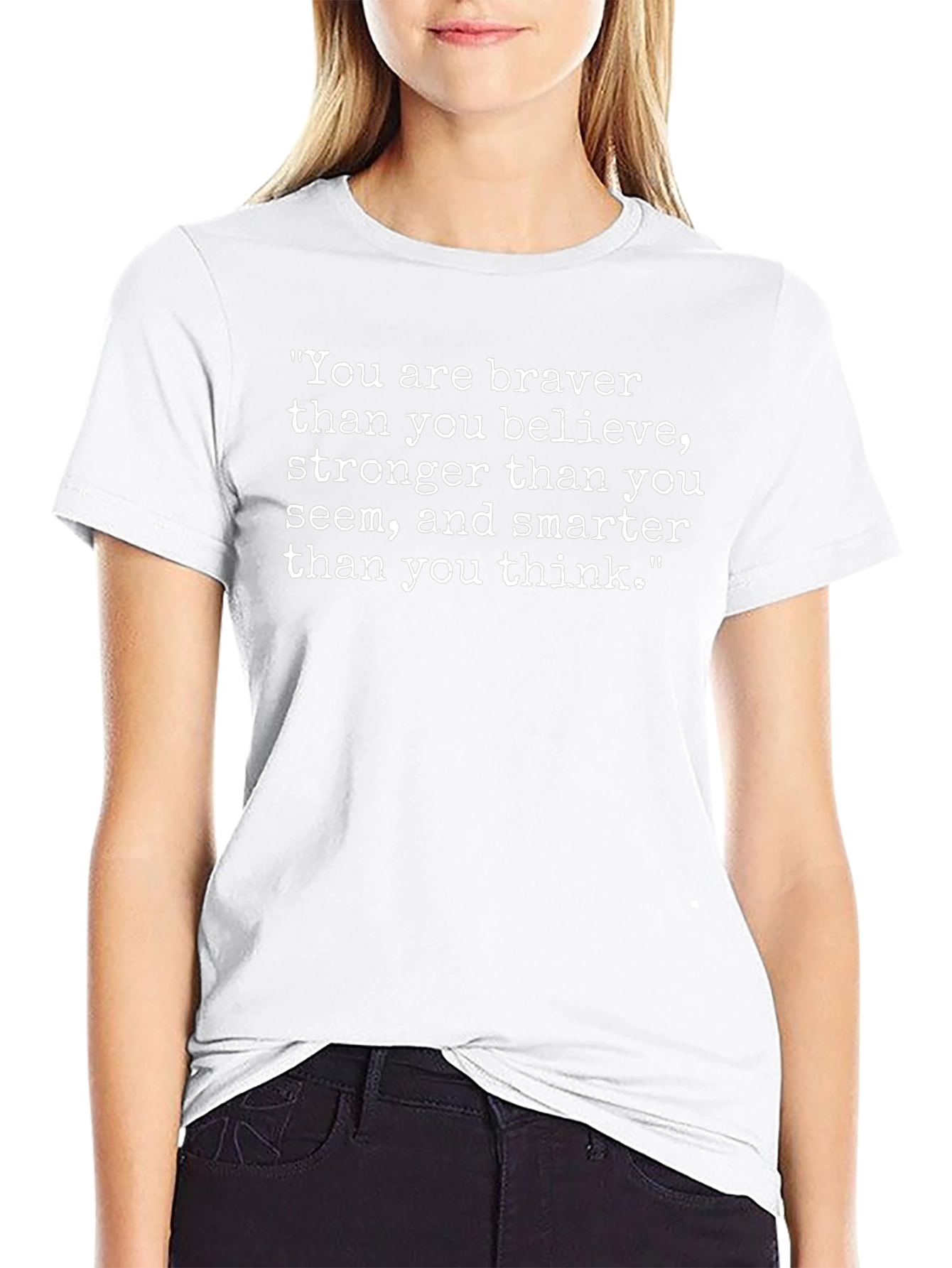 Inspirational Quote Graphic Tee - Braver Stronger Smarter