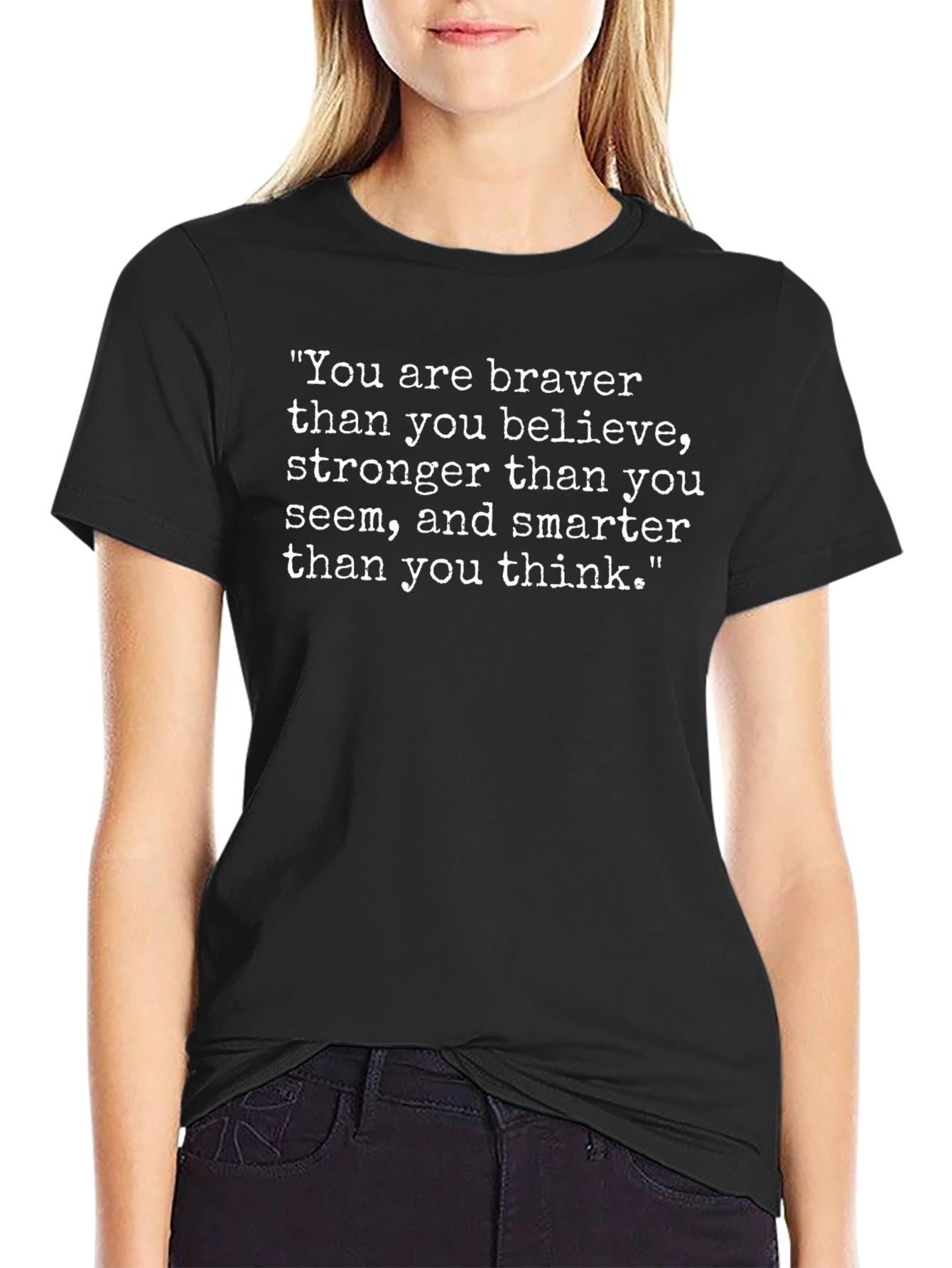 Inspirational Quote Graphic Tee - Braver Stronger Smarter