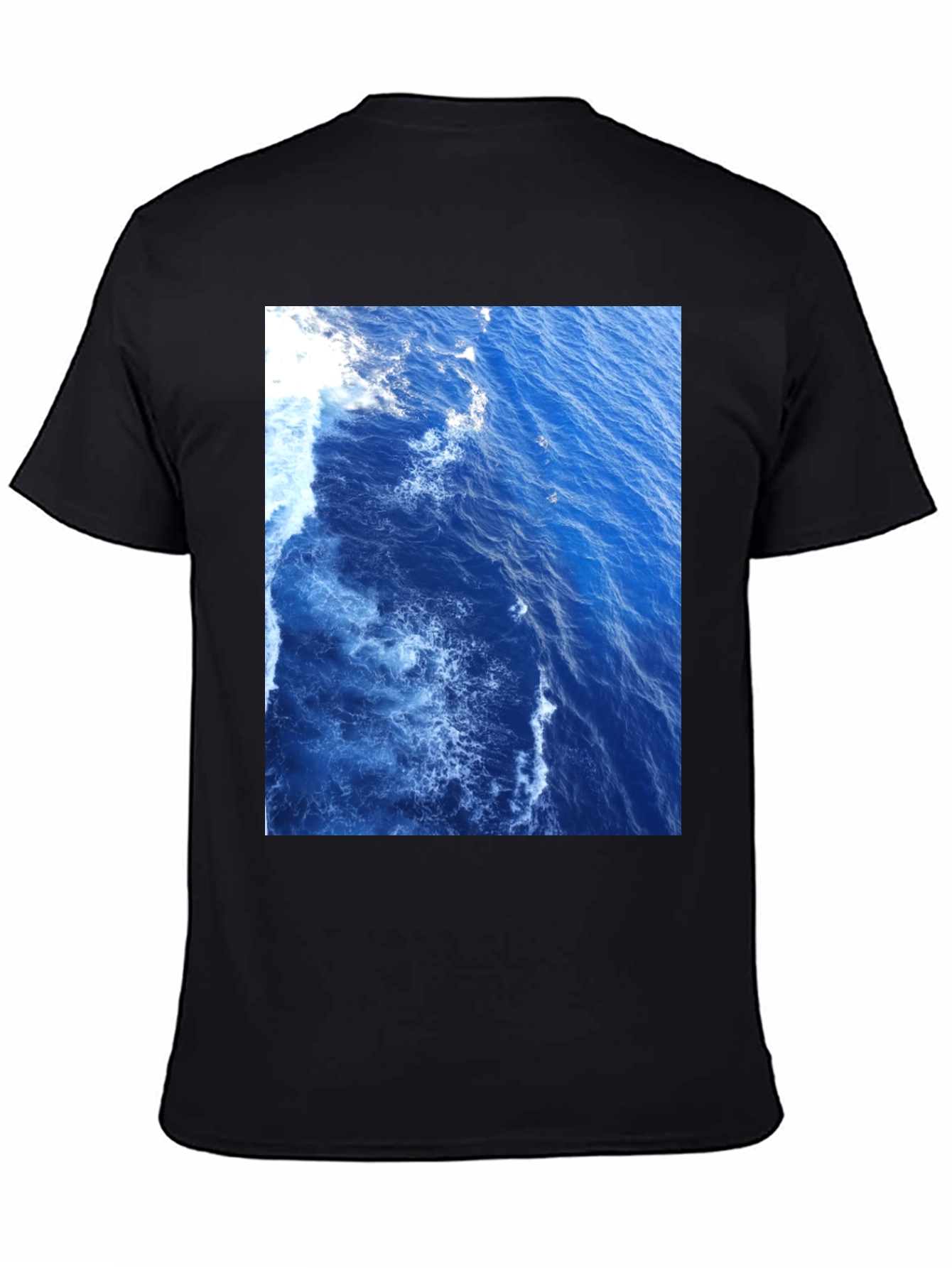 Ocean Waves Graphic Tee - Black Cotton T-Shirt