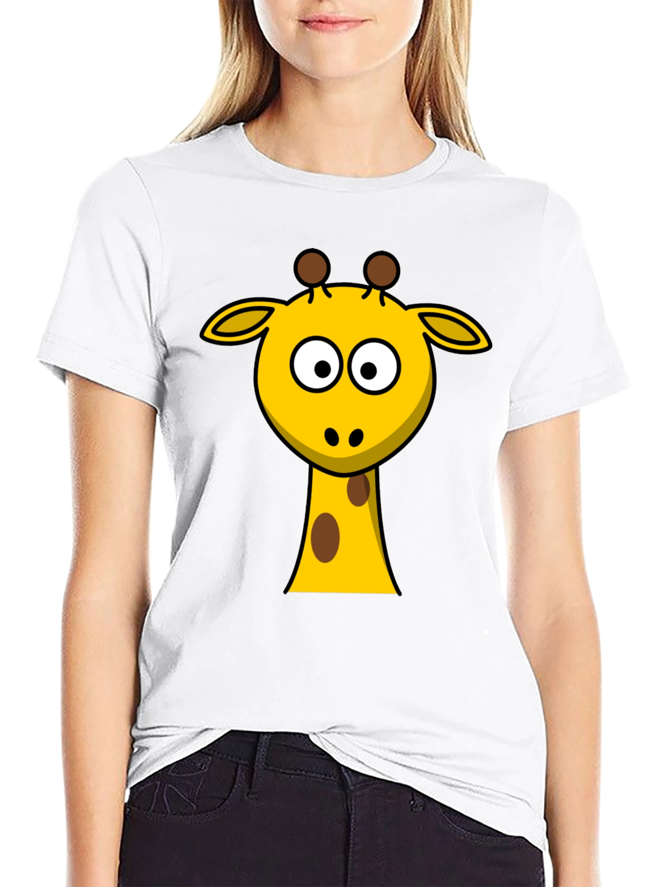 Giraffe Cartoon Black T-shirt