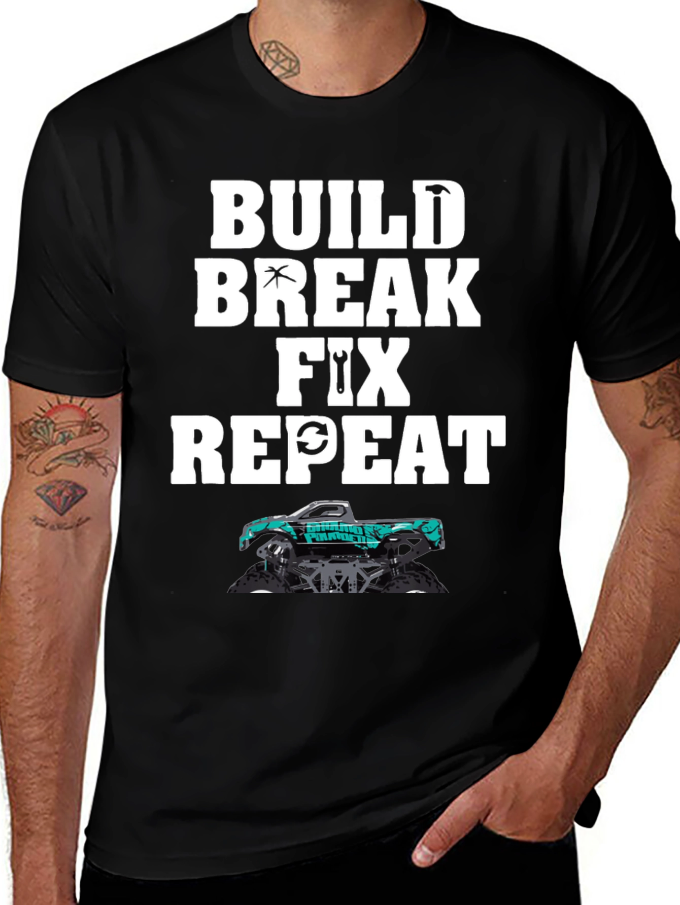 Build Break Fix Repeat Monster Truck T-Shirt