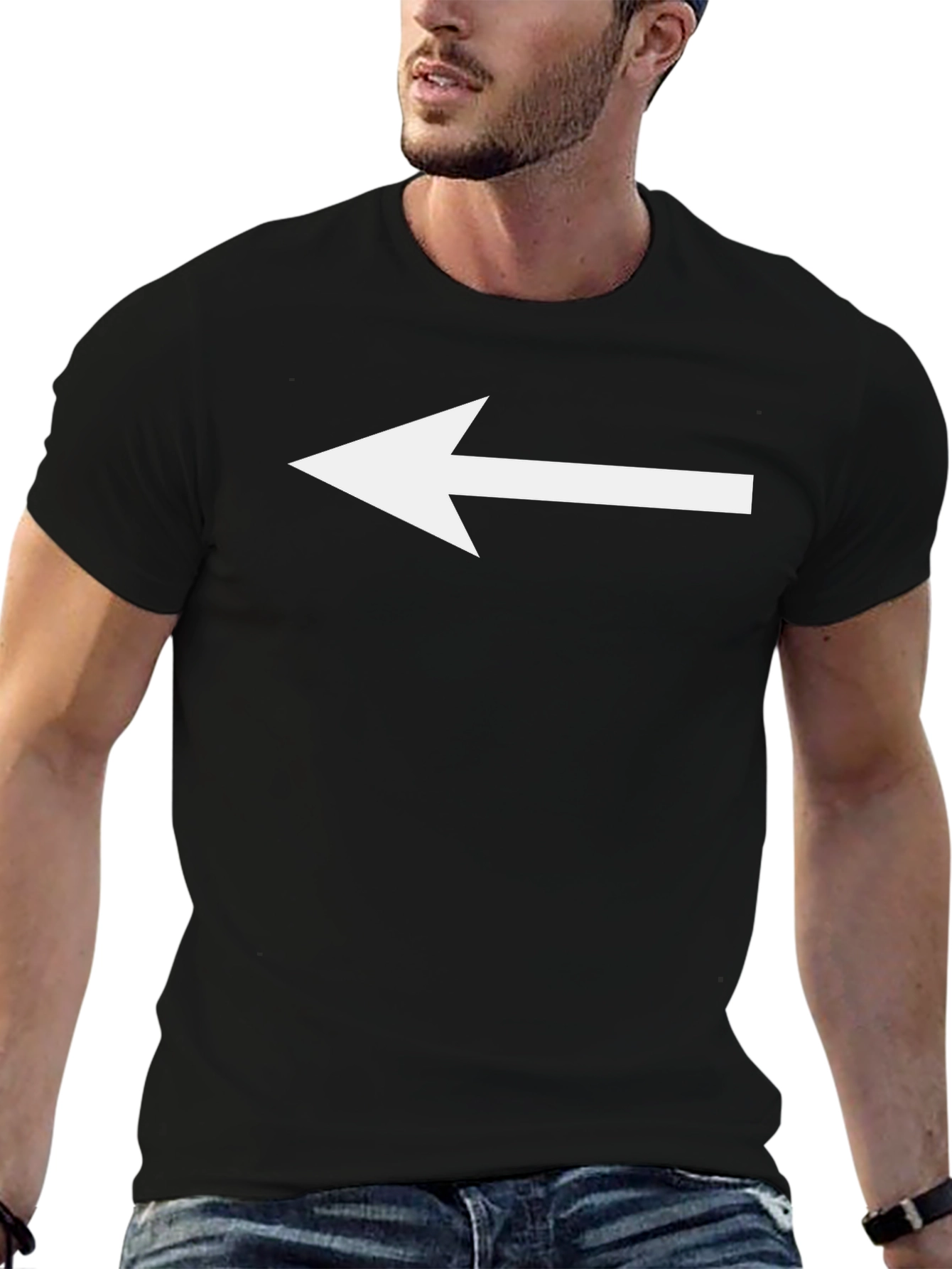 Left Arrow Black T-Shirt - Point the Way!