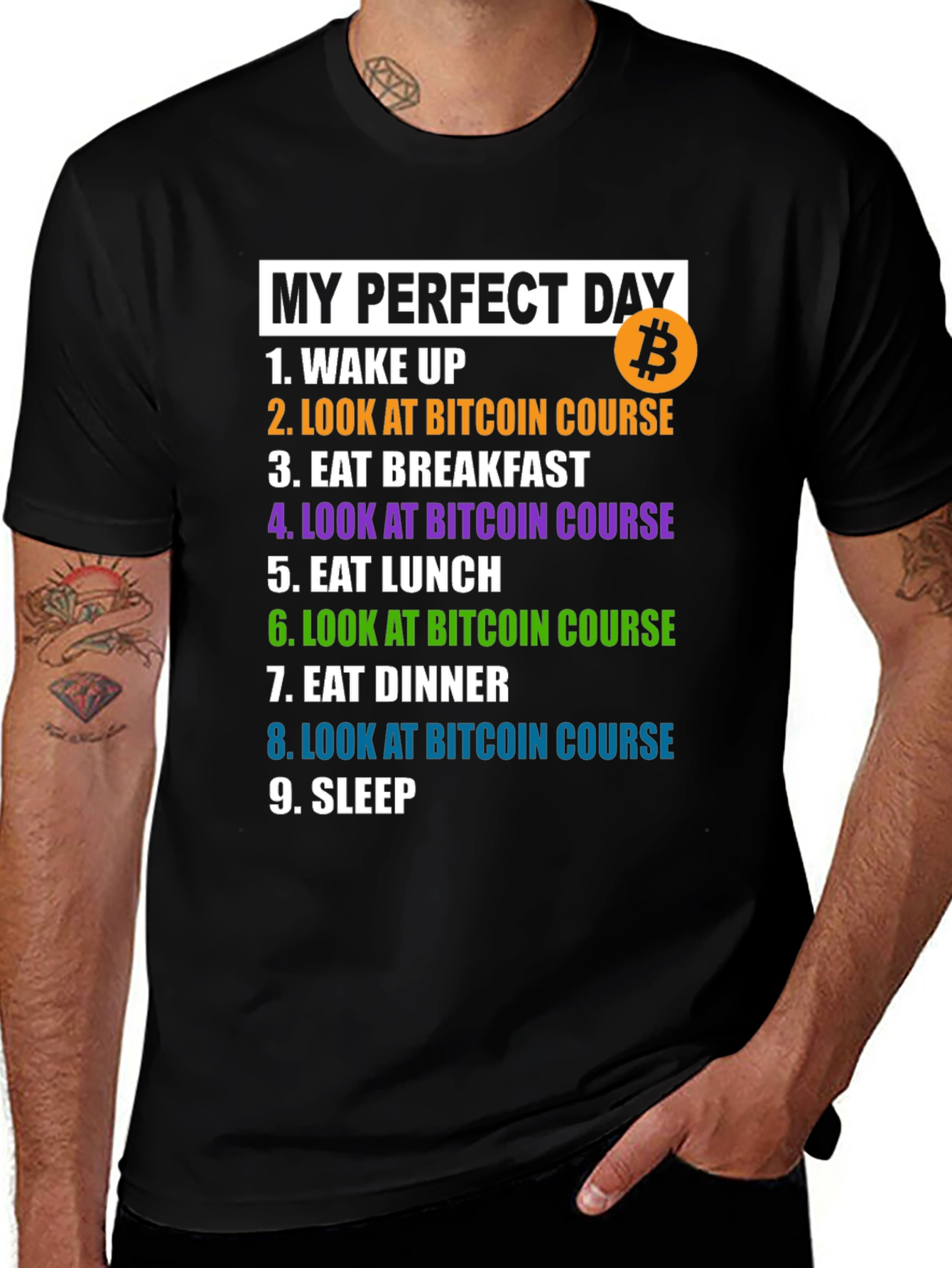 Bitcoin Lover T-Shirt: My Perfect Day BTC Tee