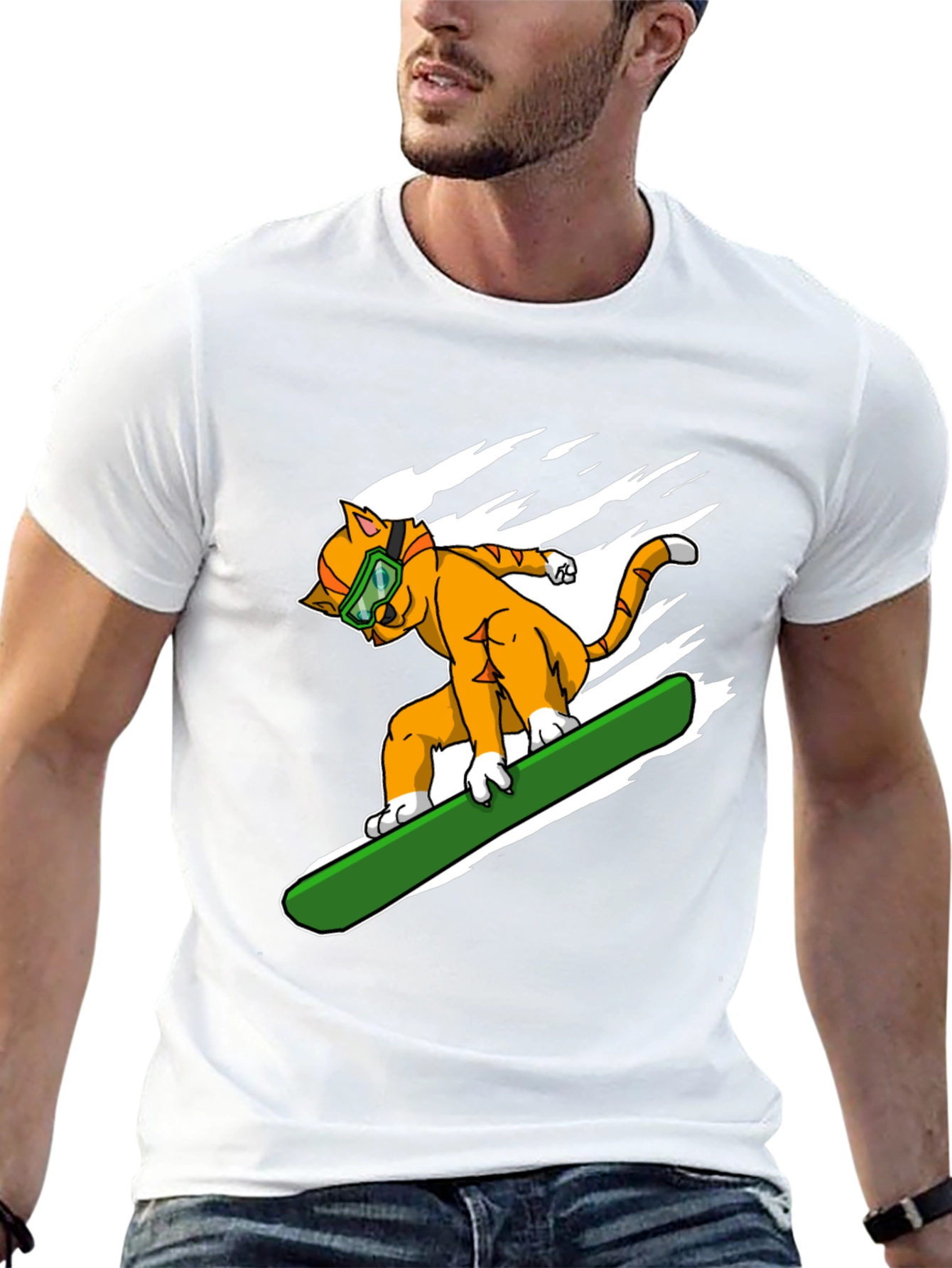 Cool Cat Snowboarding Graphic Tee