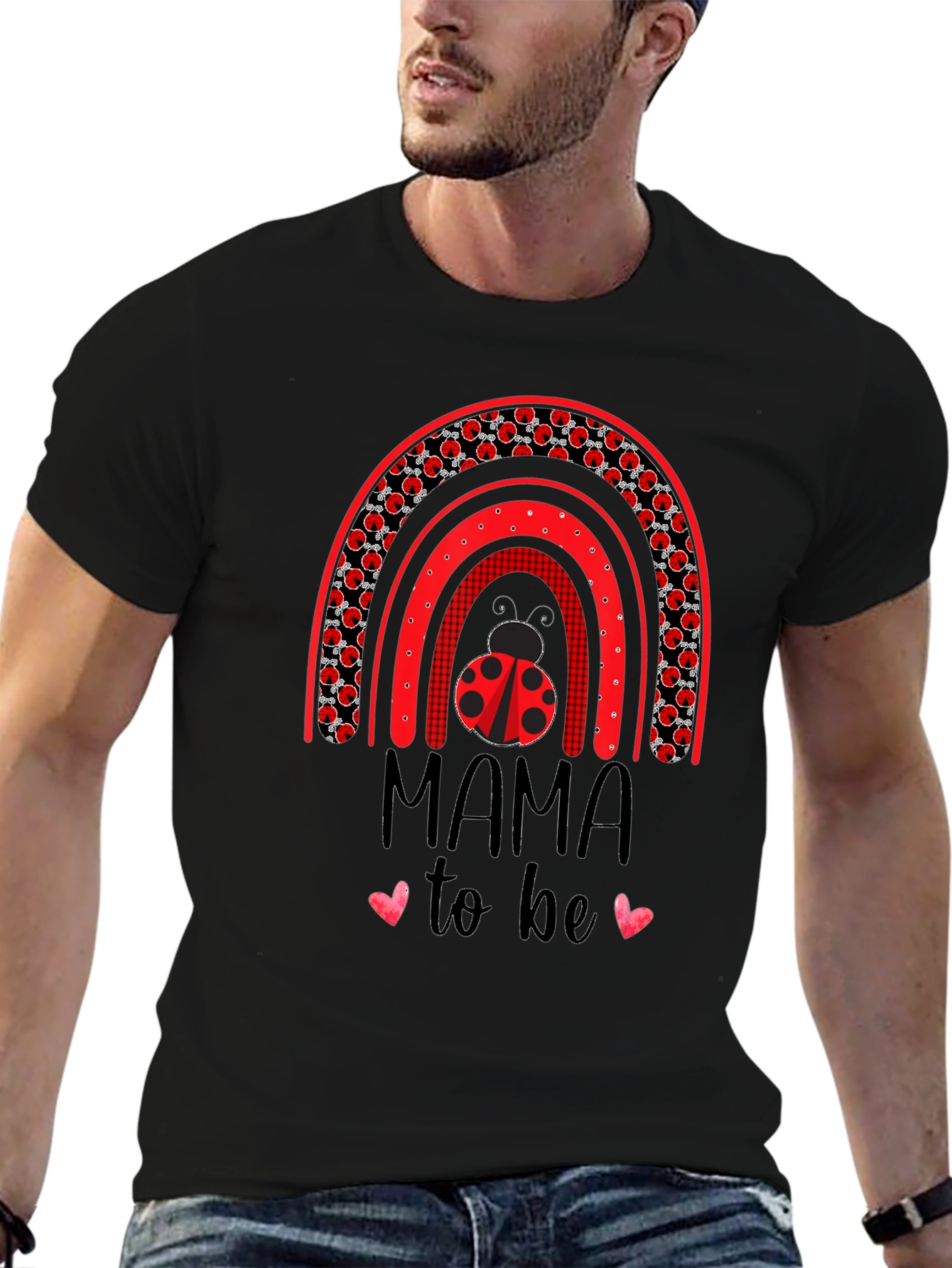 Mama To Be Ladybug Rainbow Shirt