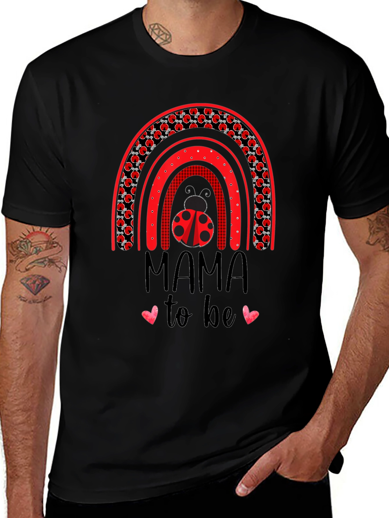 Mama To Be Ladybug Rainbow Shirt