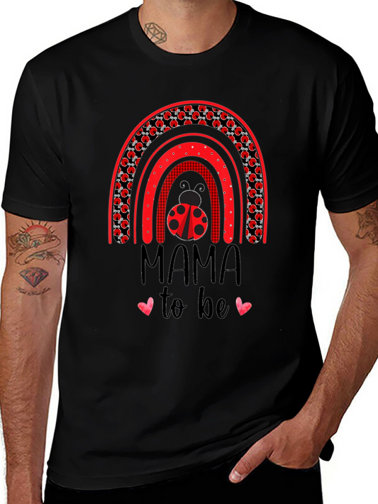 Mama To Be Ladybug Rainbow Shirt