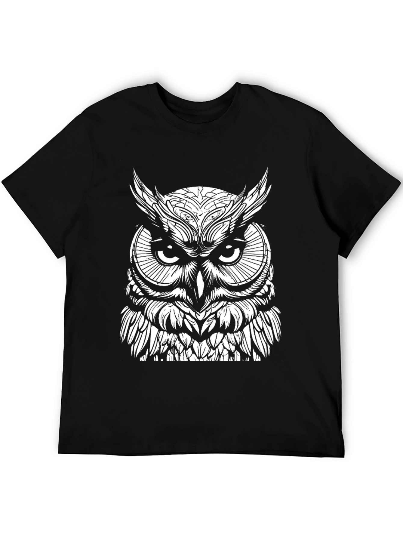 Owl Graphic Print Black T-Shirt for Men